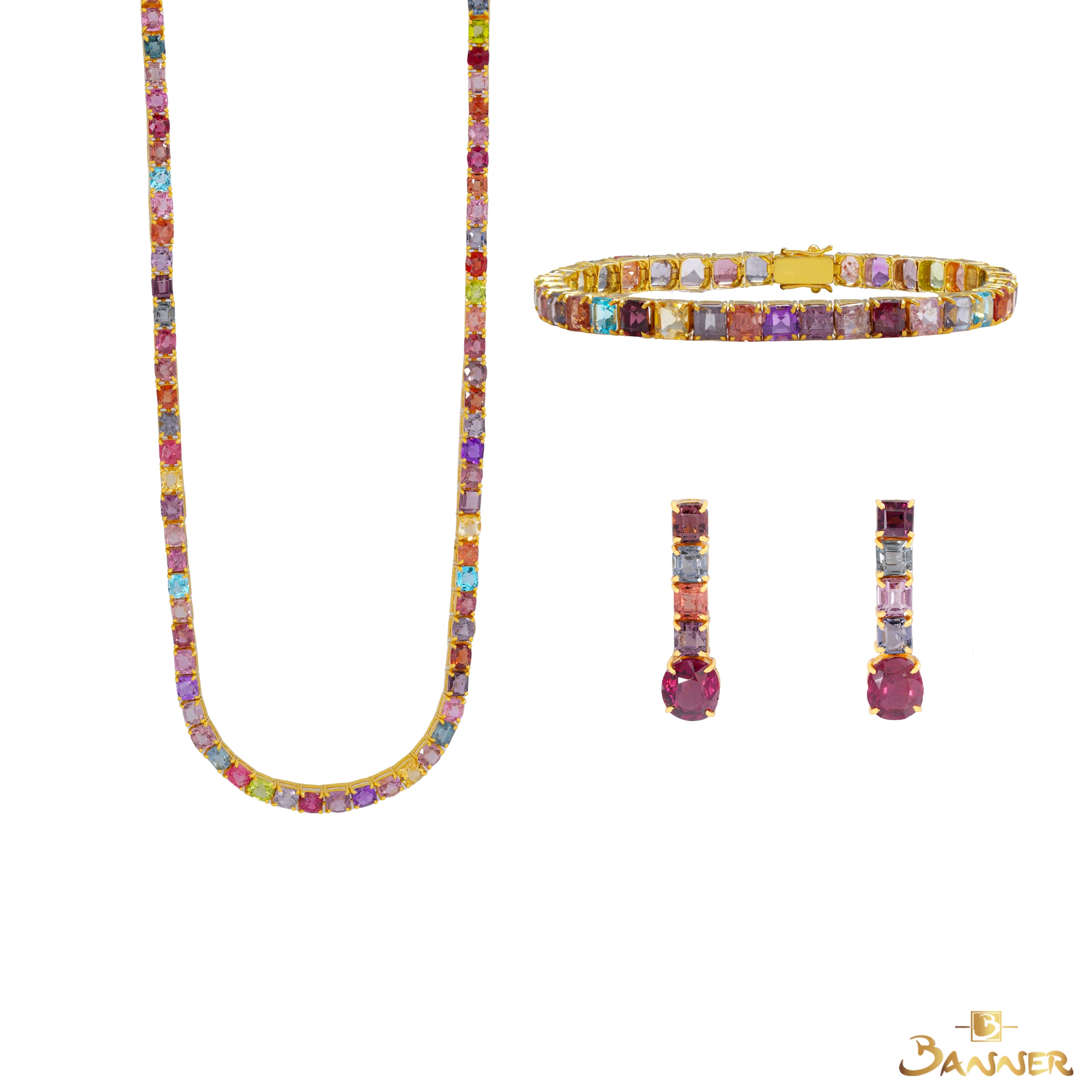 Multi-color Spinel Aurora Tennis Set