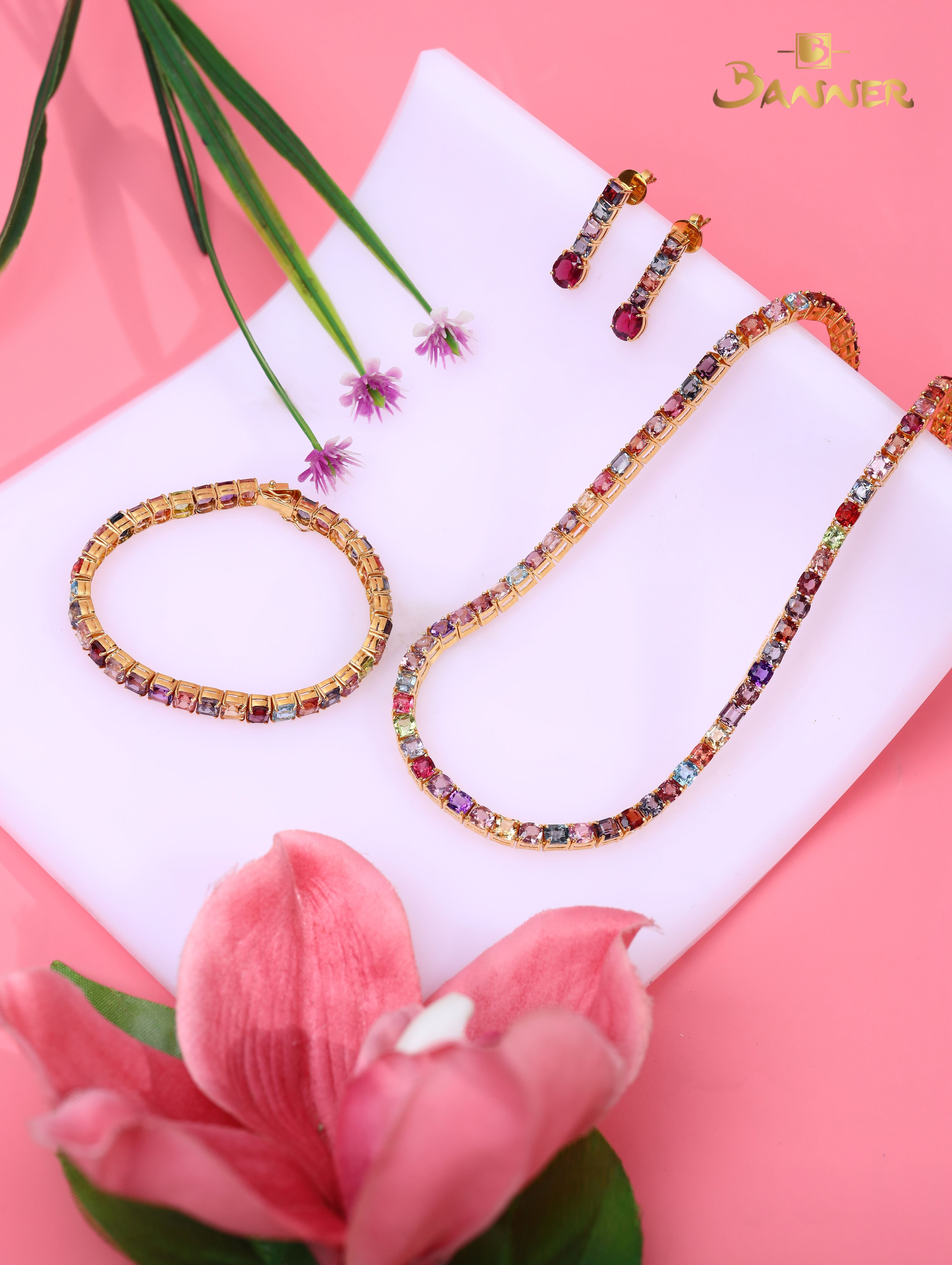 Multi-color Spinel Aurora Tennis Set