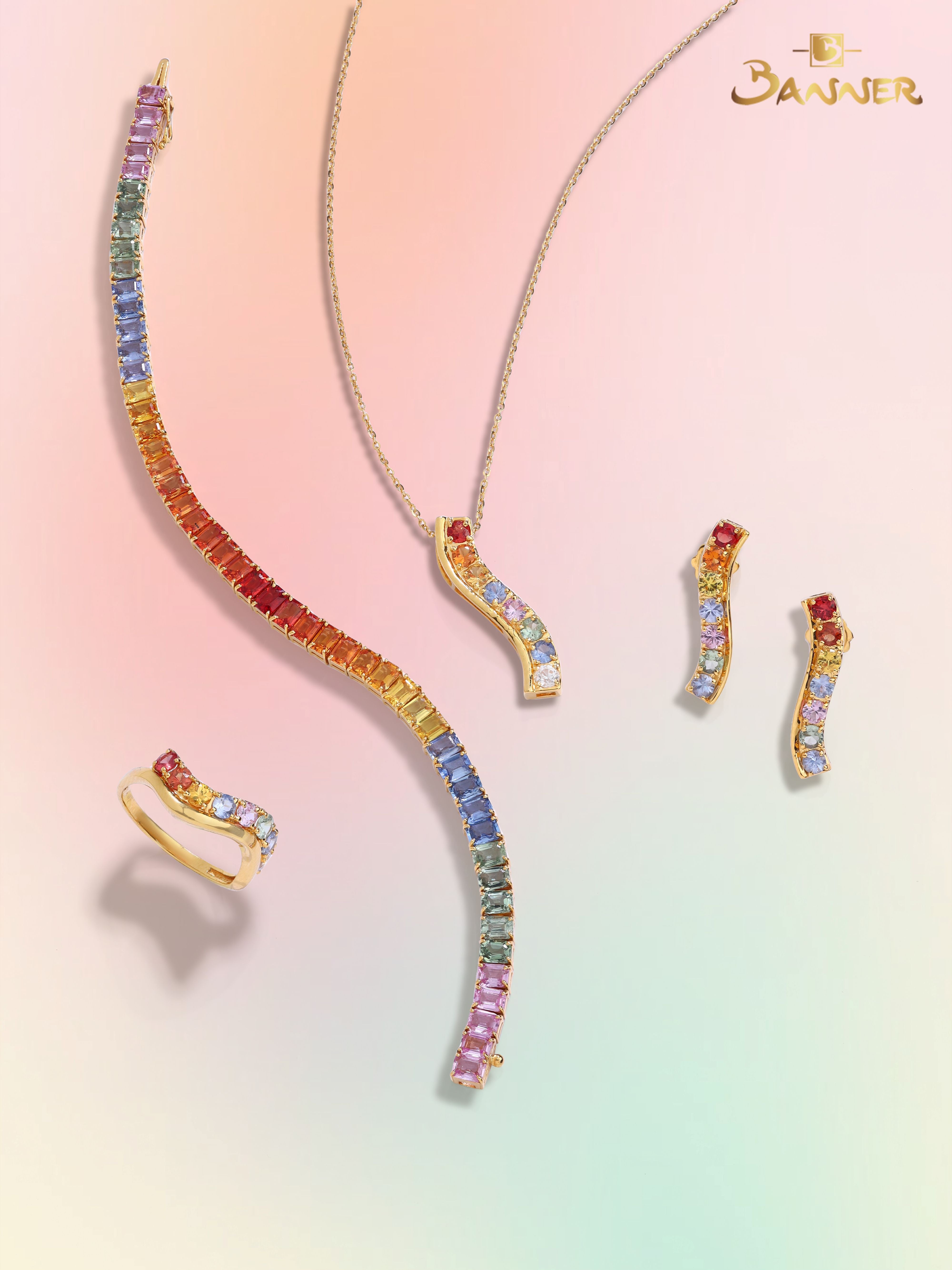 Multi-colored Sapphire Wave Set