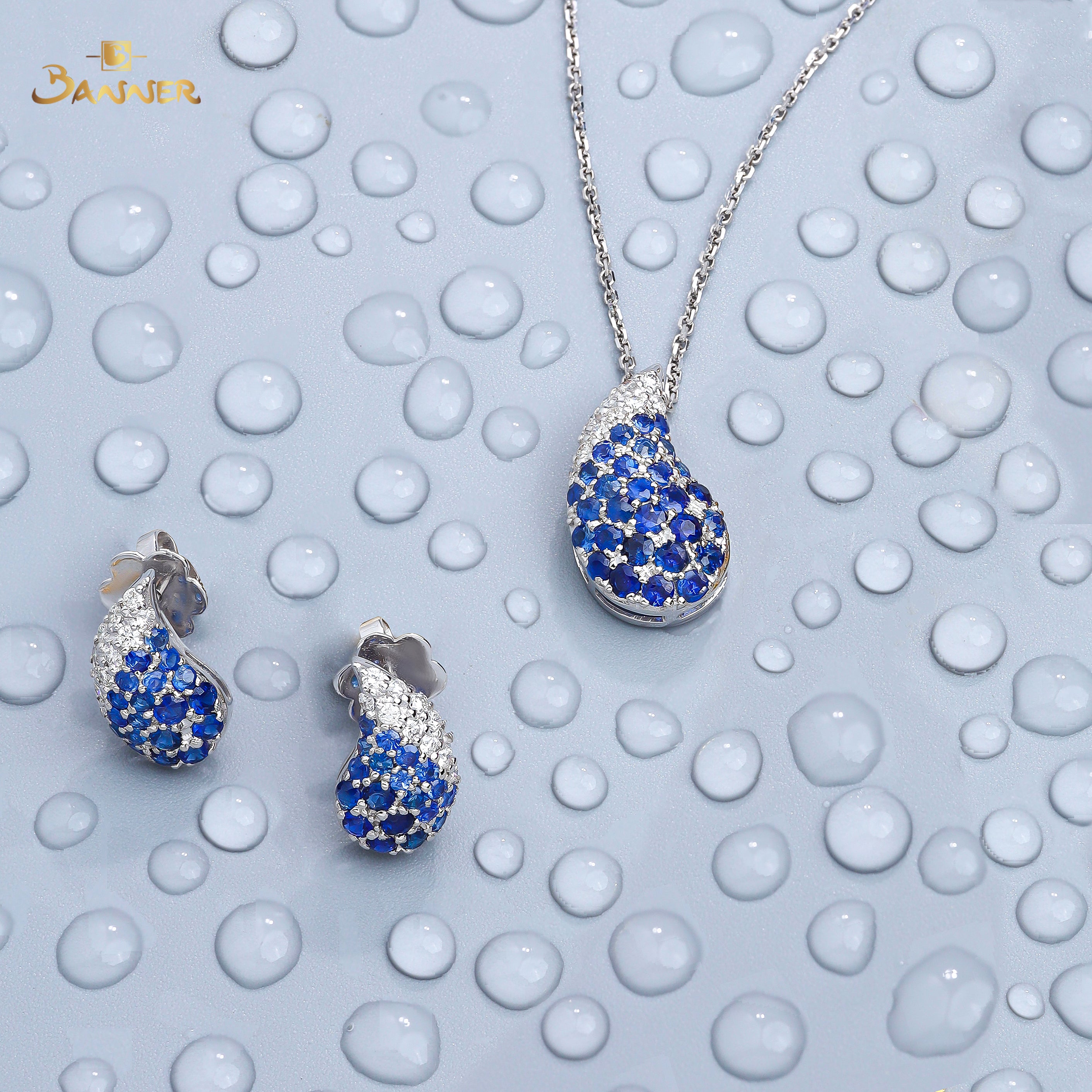 Sapphire and Diamond Drop Set
