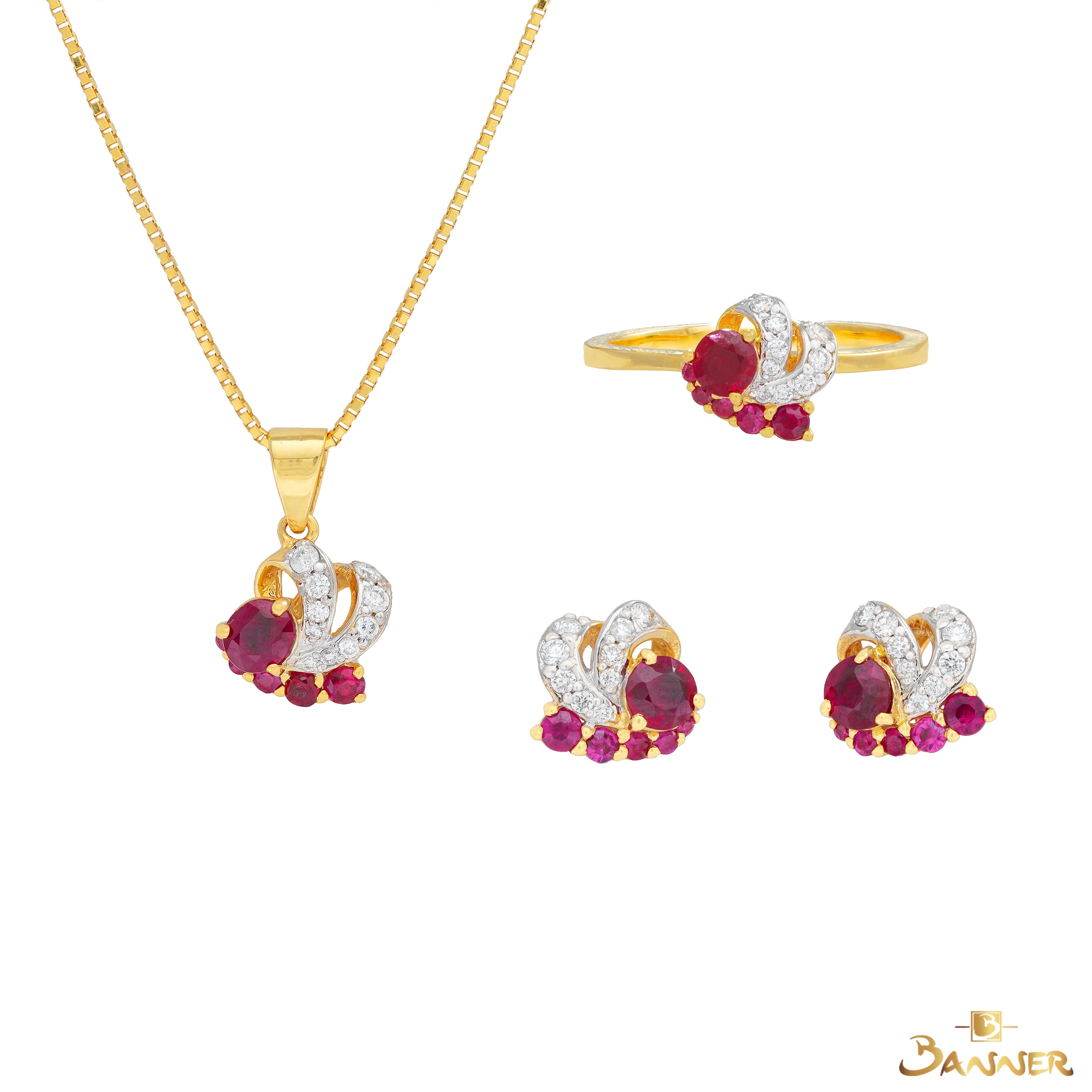 Ruby and Diamond Embrace Set