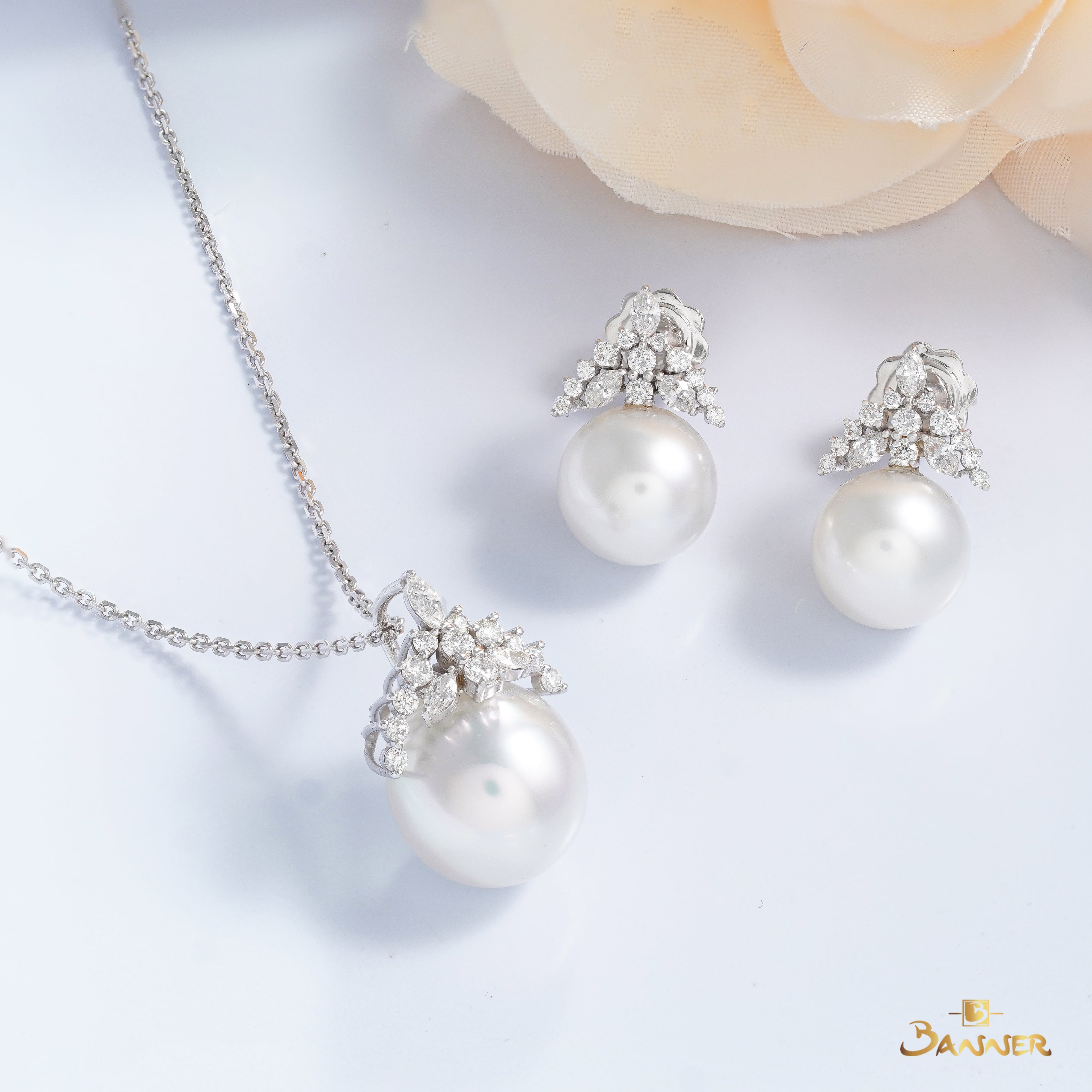 Pearl and Diamond Tiara Set