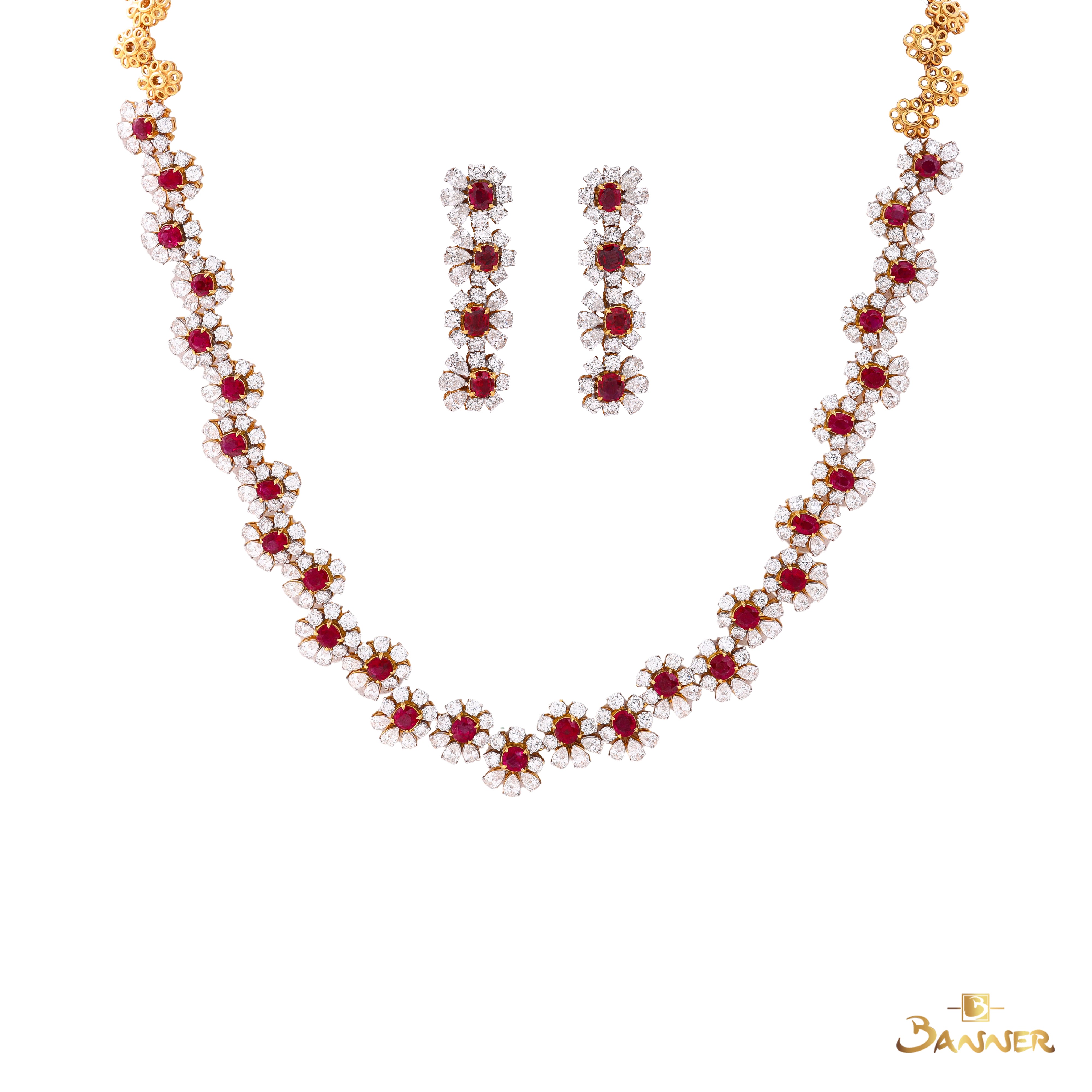 Ruby and Diamond Floral Set
