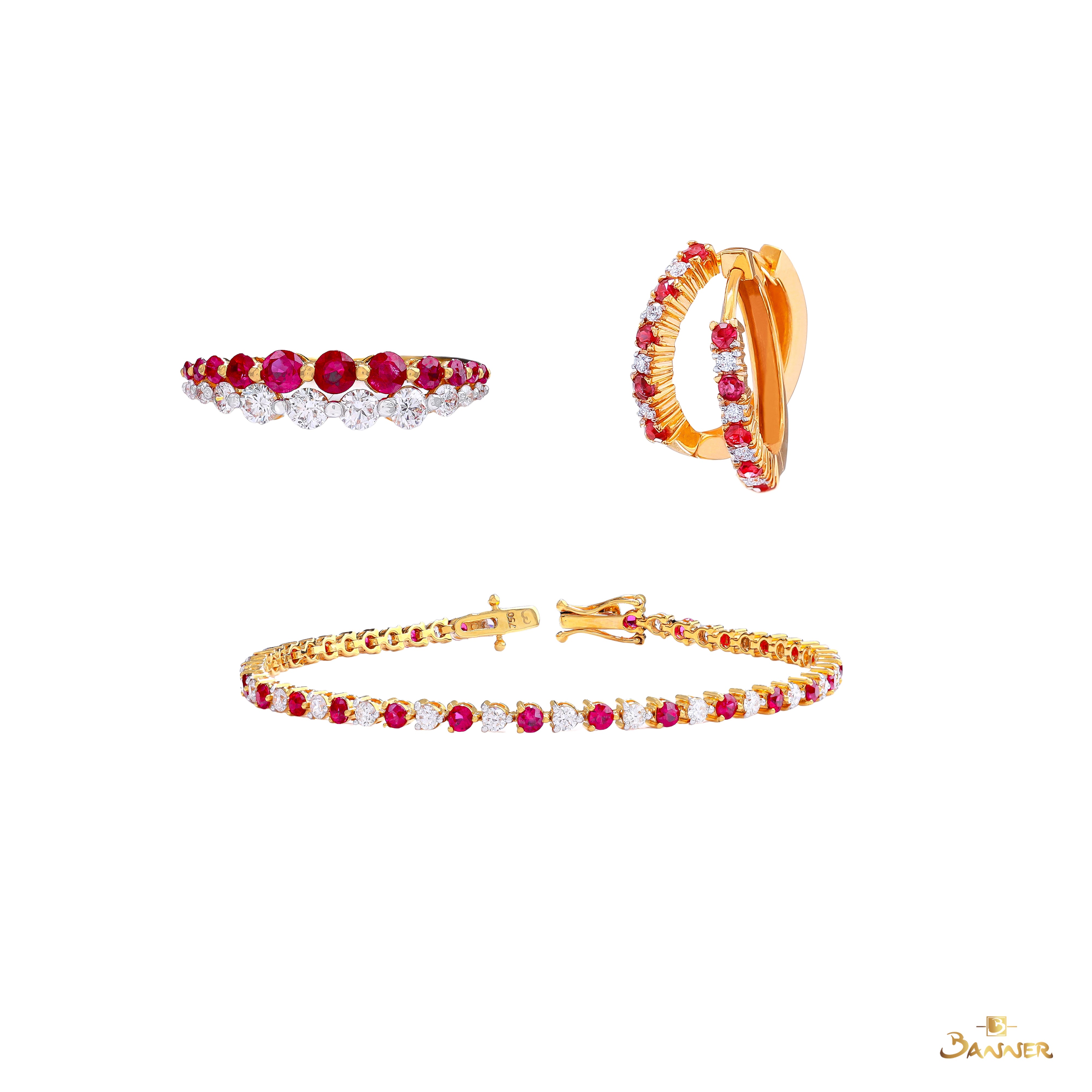 Ruby and Diamond Alternate Tennis Set