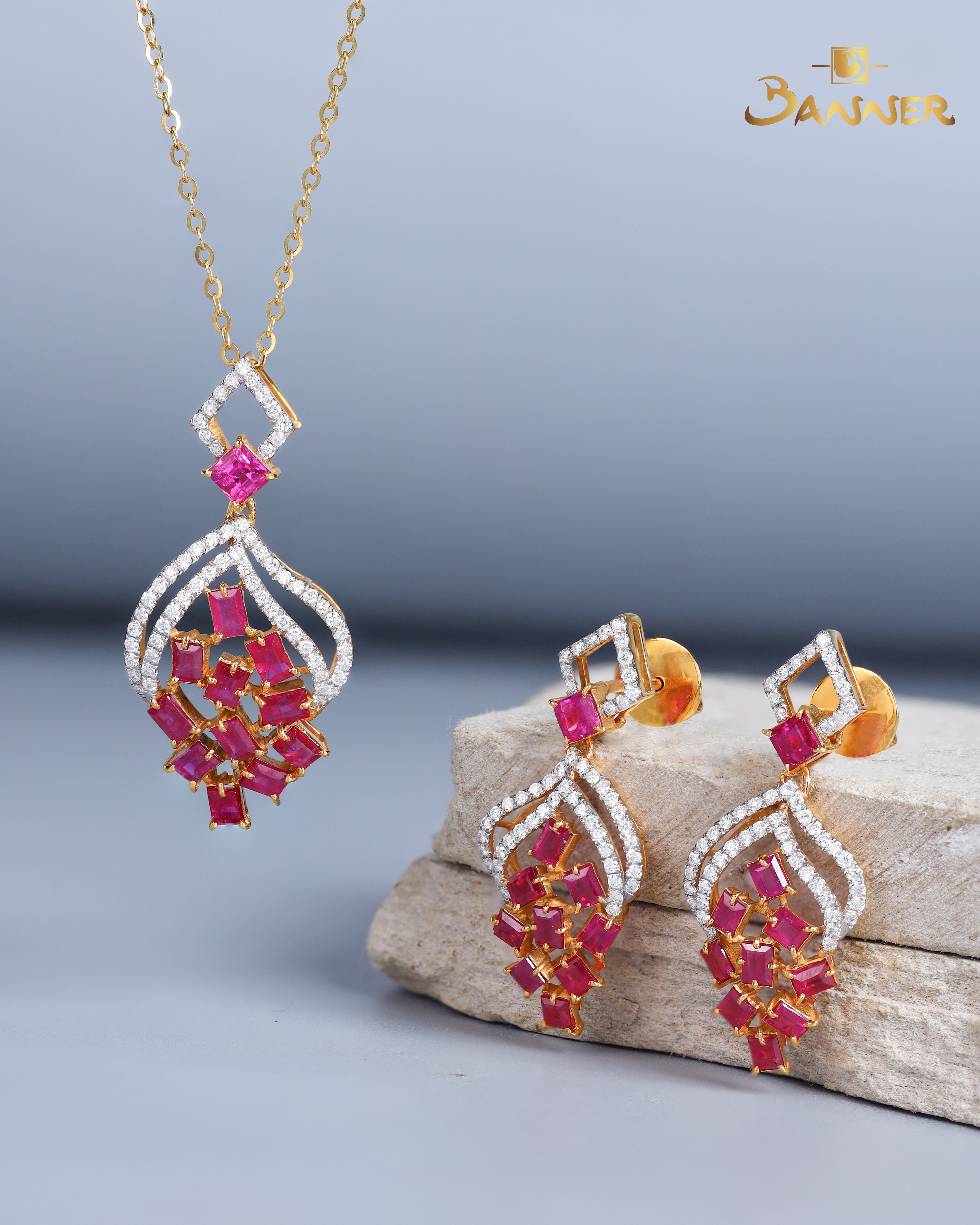 Ruby and Diamond Eternal Knot Set