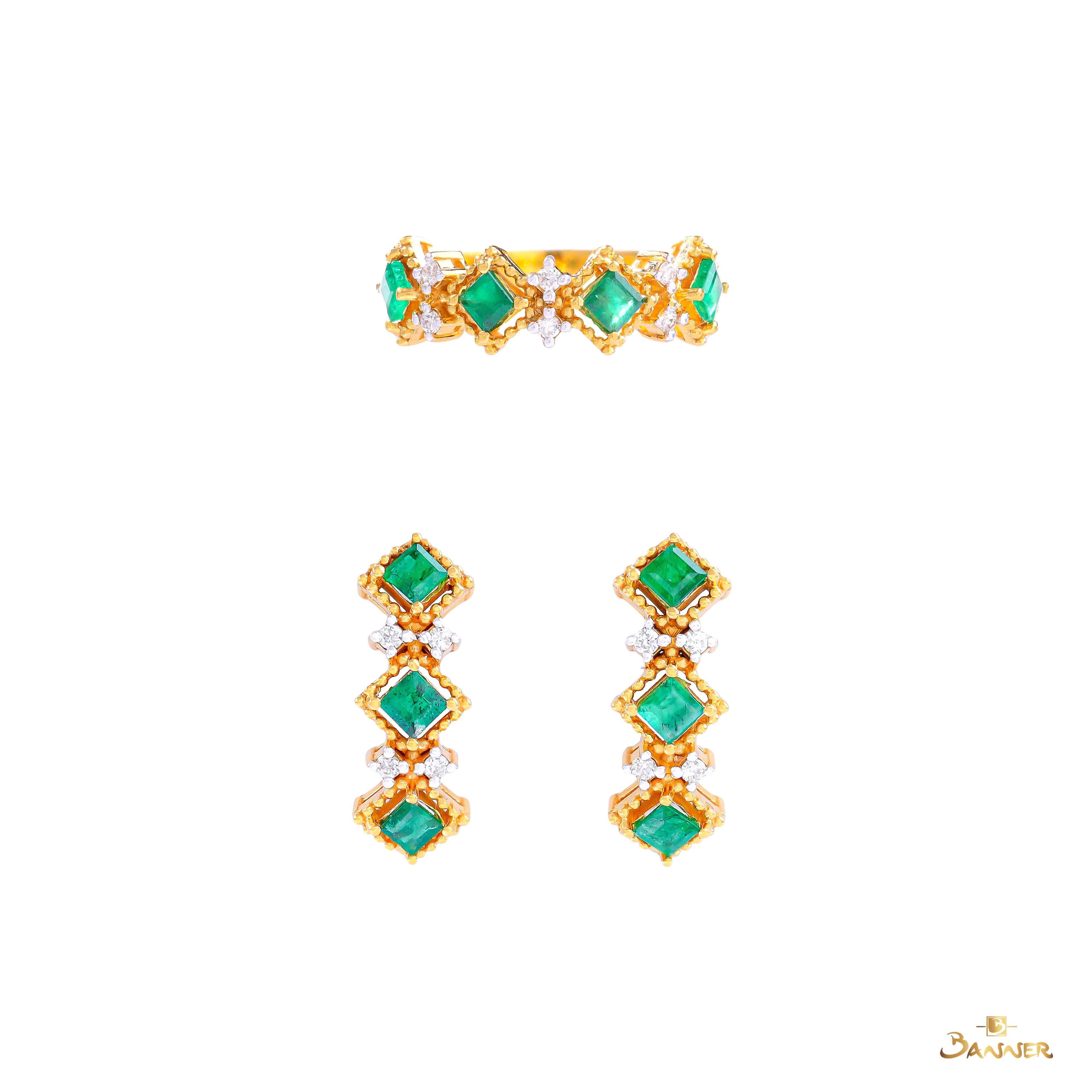 Emerald and Diamond Zinnia Set