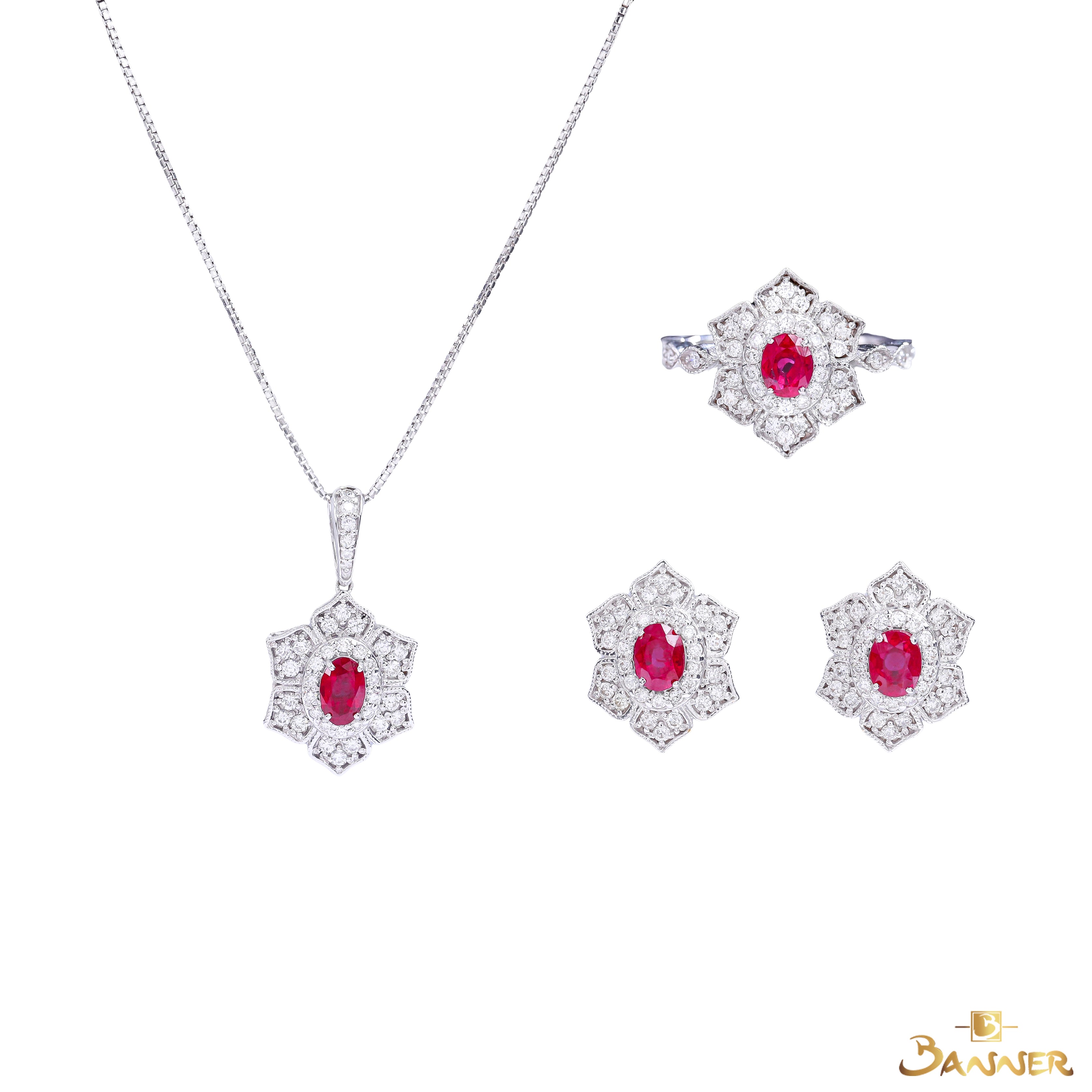 Ruby and Diamond Vintage Set