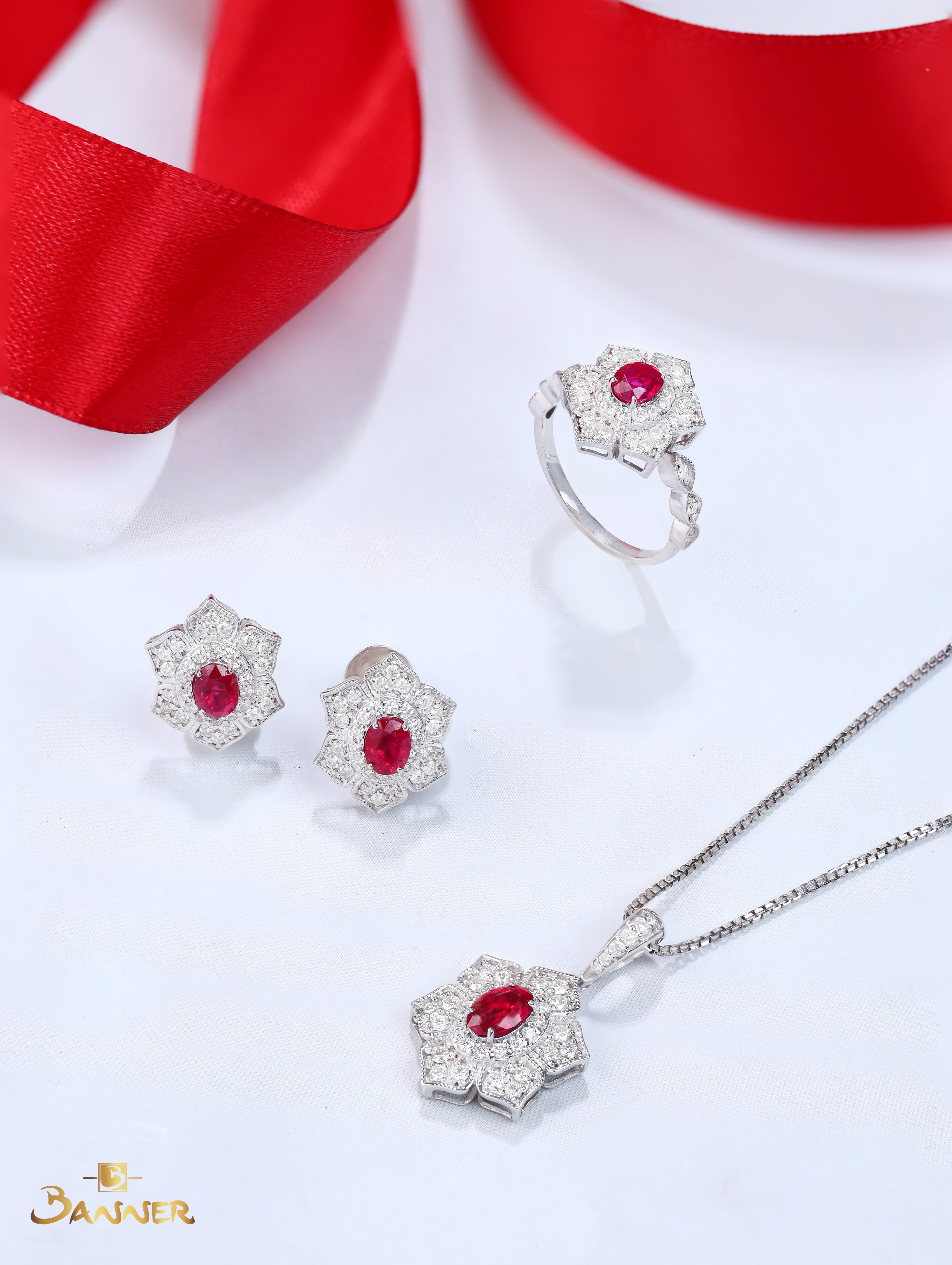 Ruby and Diamond Vintage Set