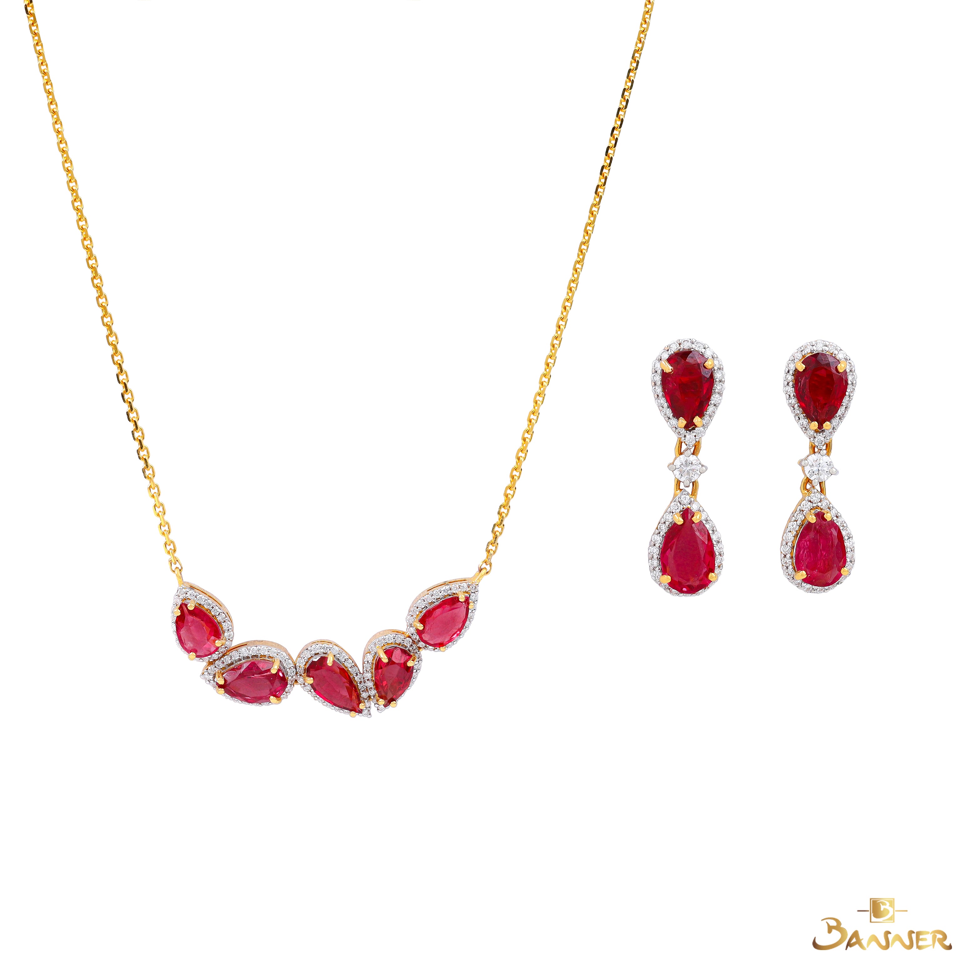Spinel and Diamond Halo Drop Set