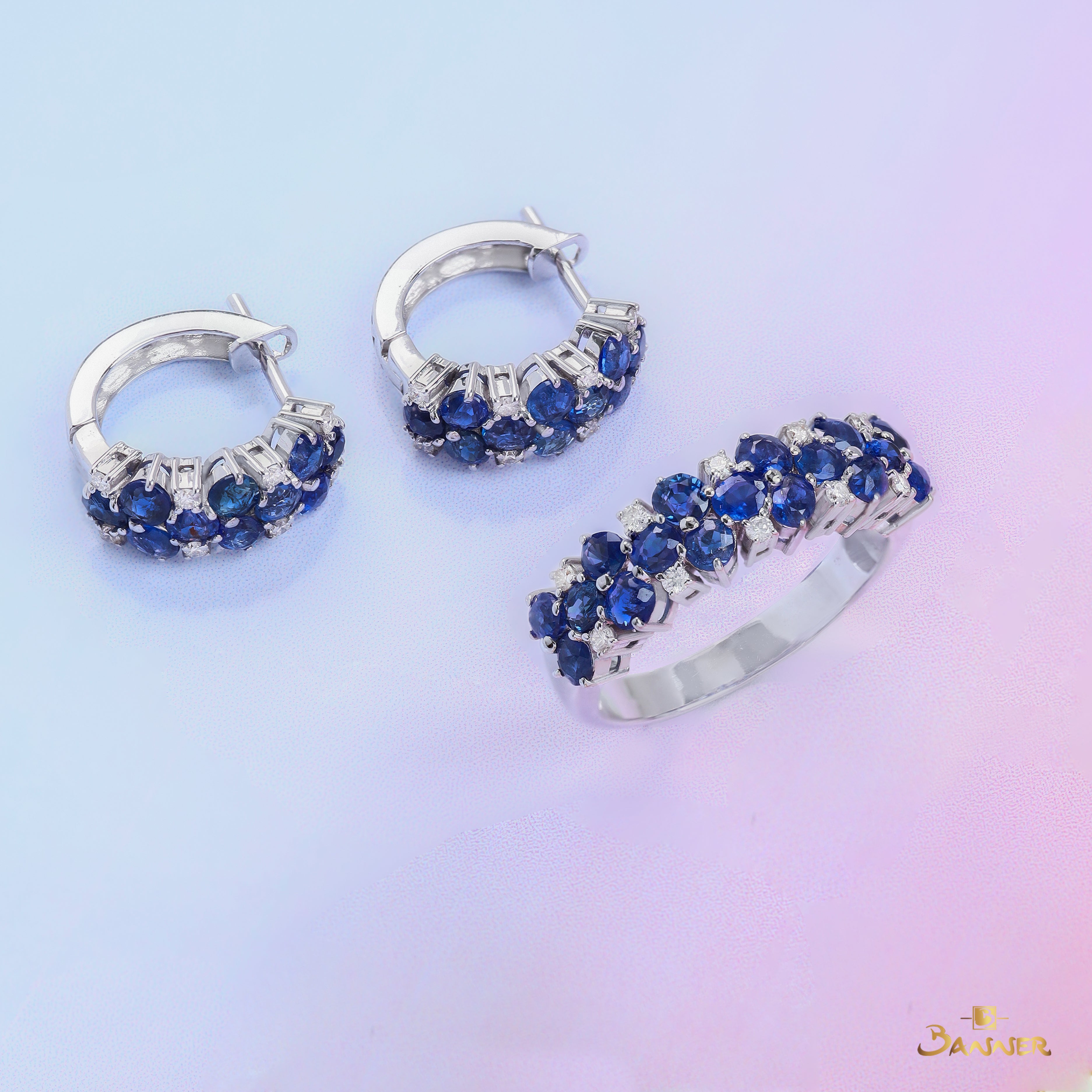 Sapphire and Diamond Pave Set