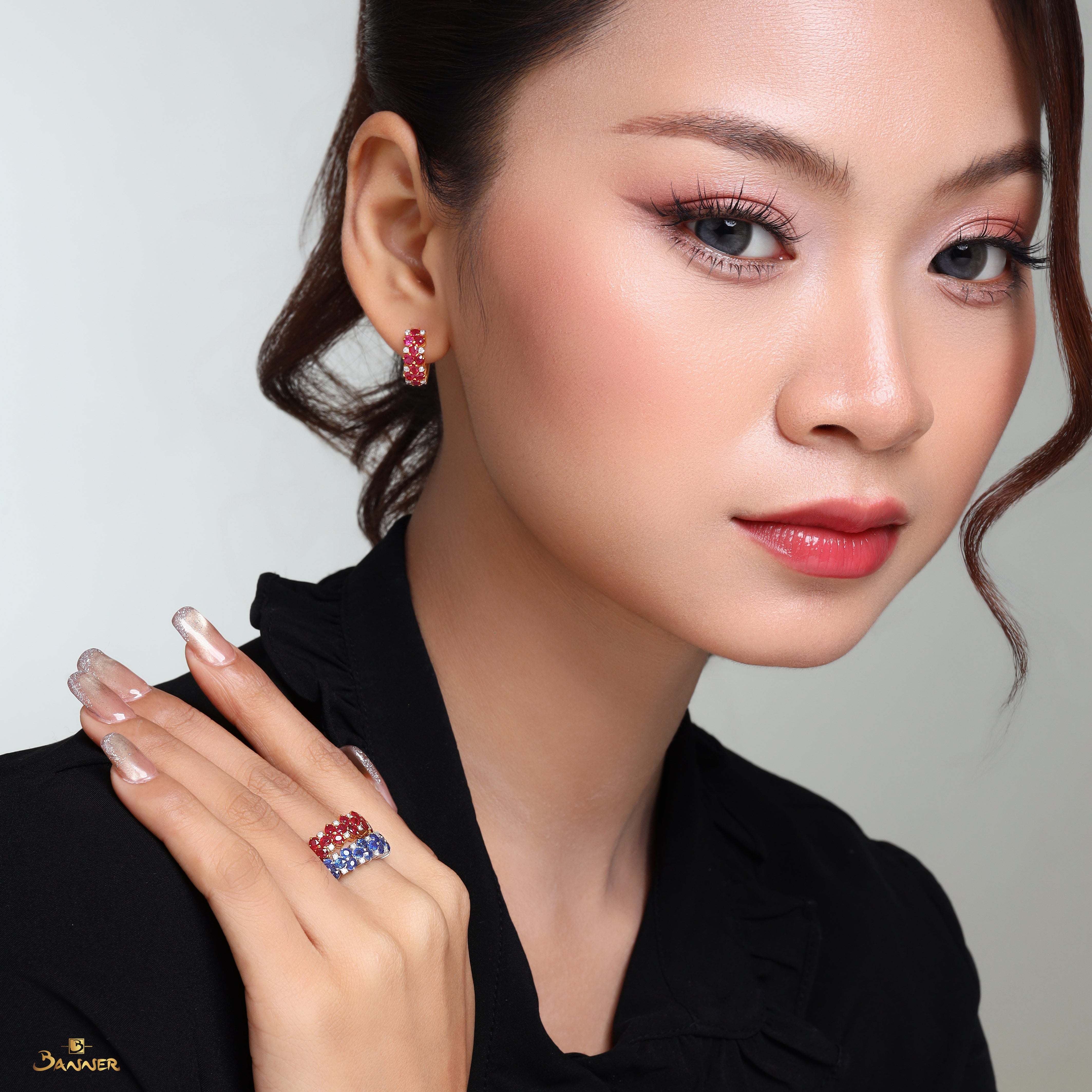 Ruby and Diamond Pave Set