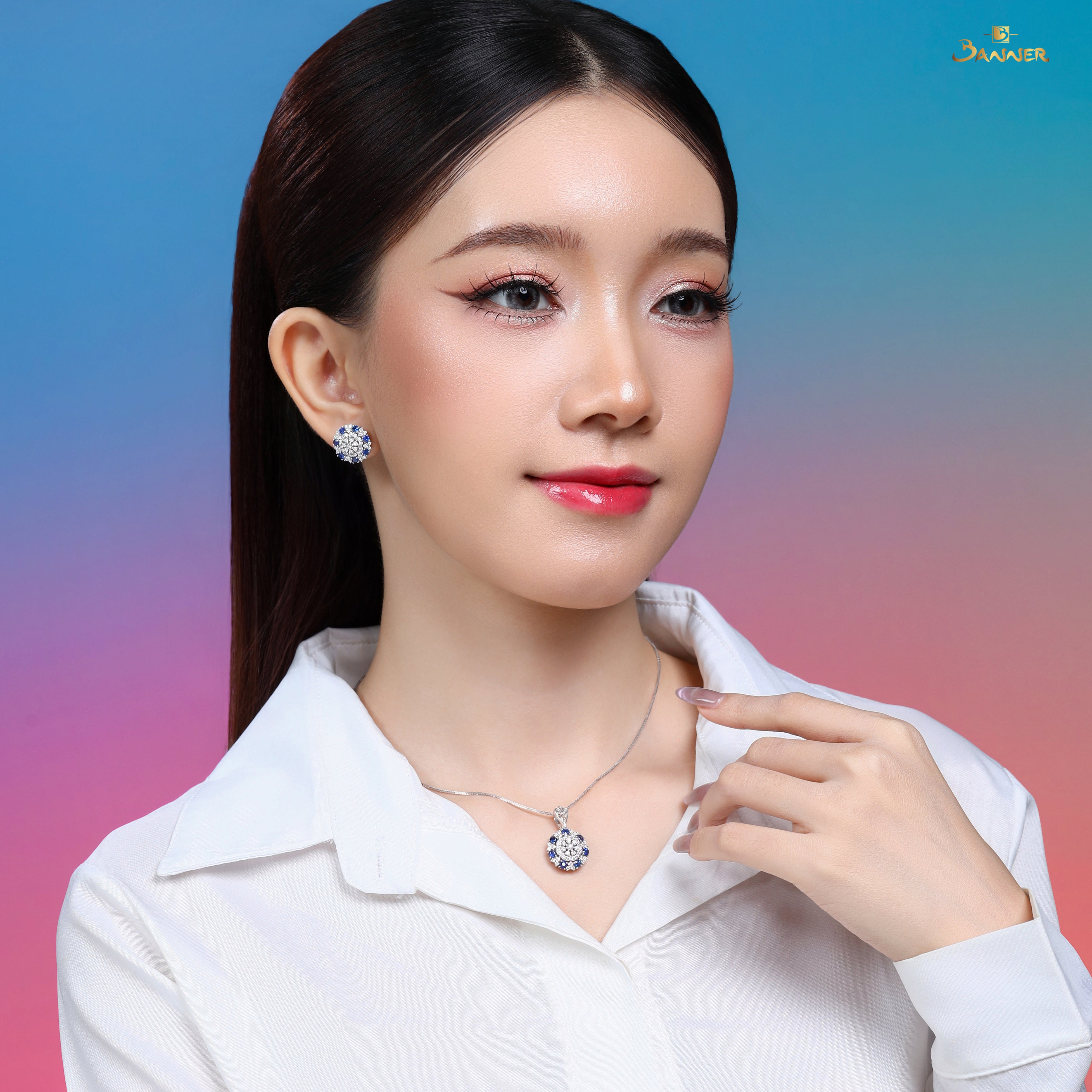 Sapphire and Diamond Blossom Set