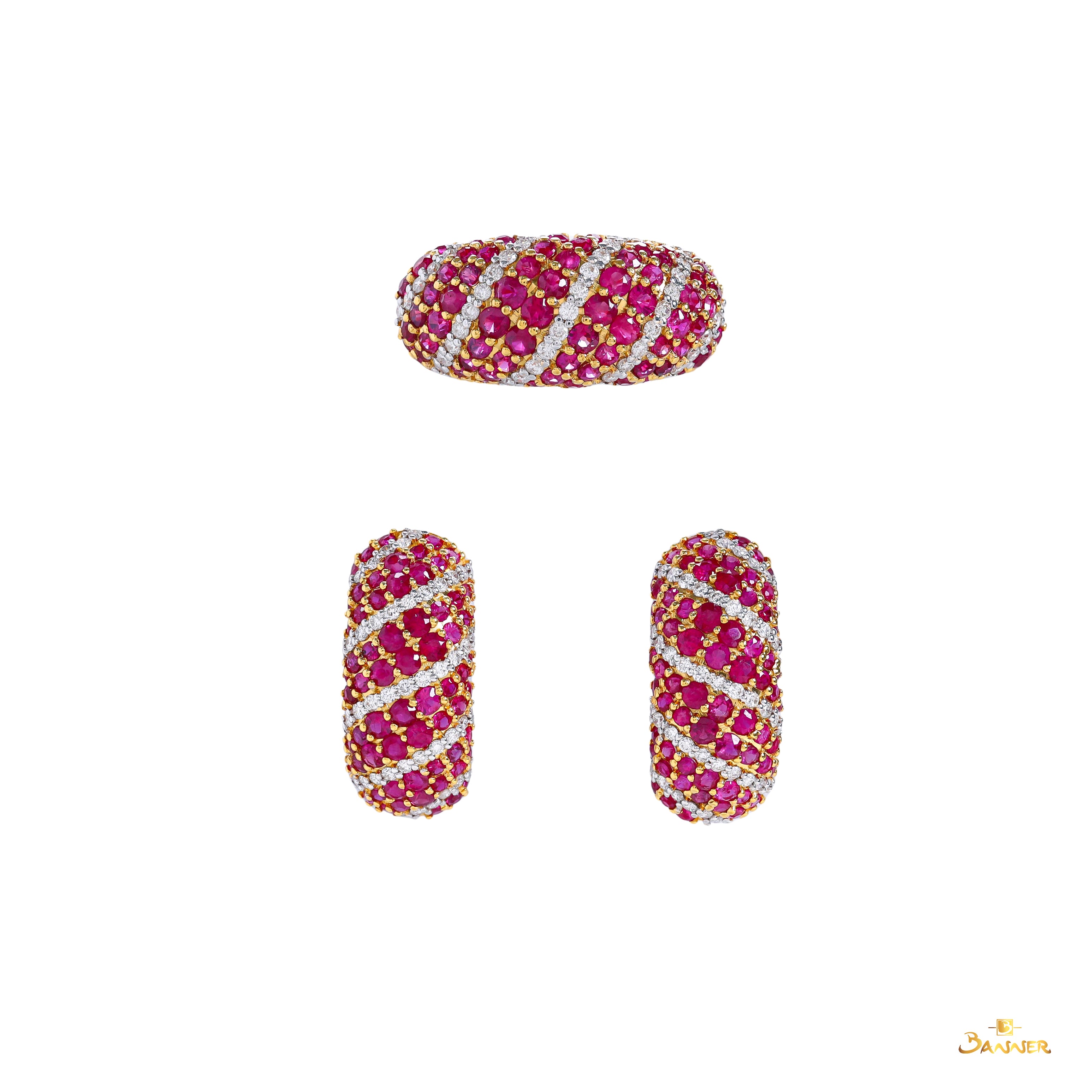 Ruby and Diamond Pave Set