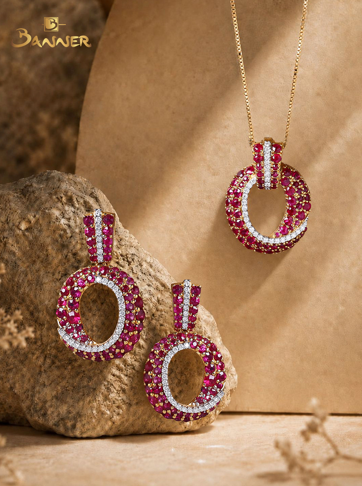 Ruby and Diamond Wave Circle Set