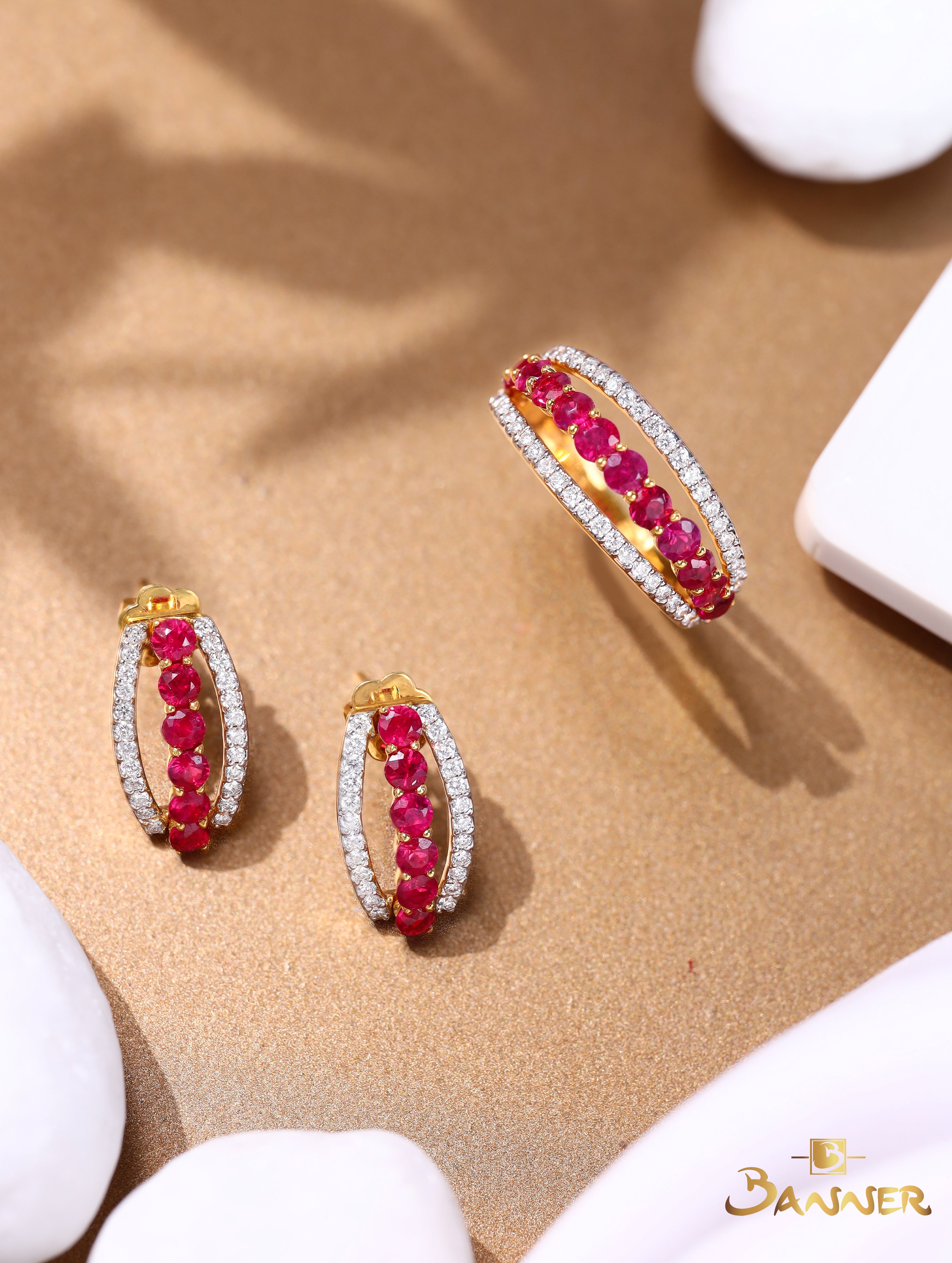 Ruby and Diamond 3 Rows Set