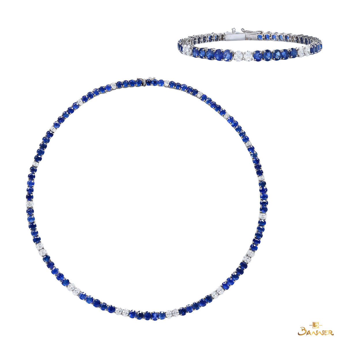 Sapphire and Oval Diamond Tennis Set