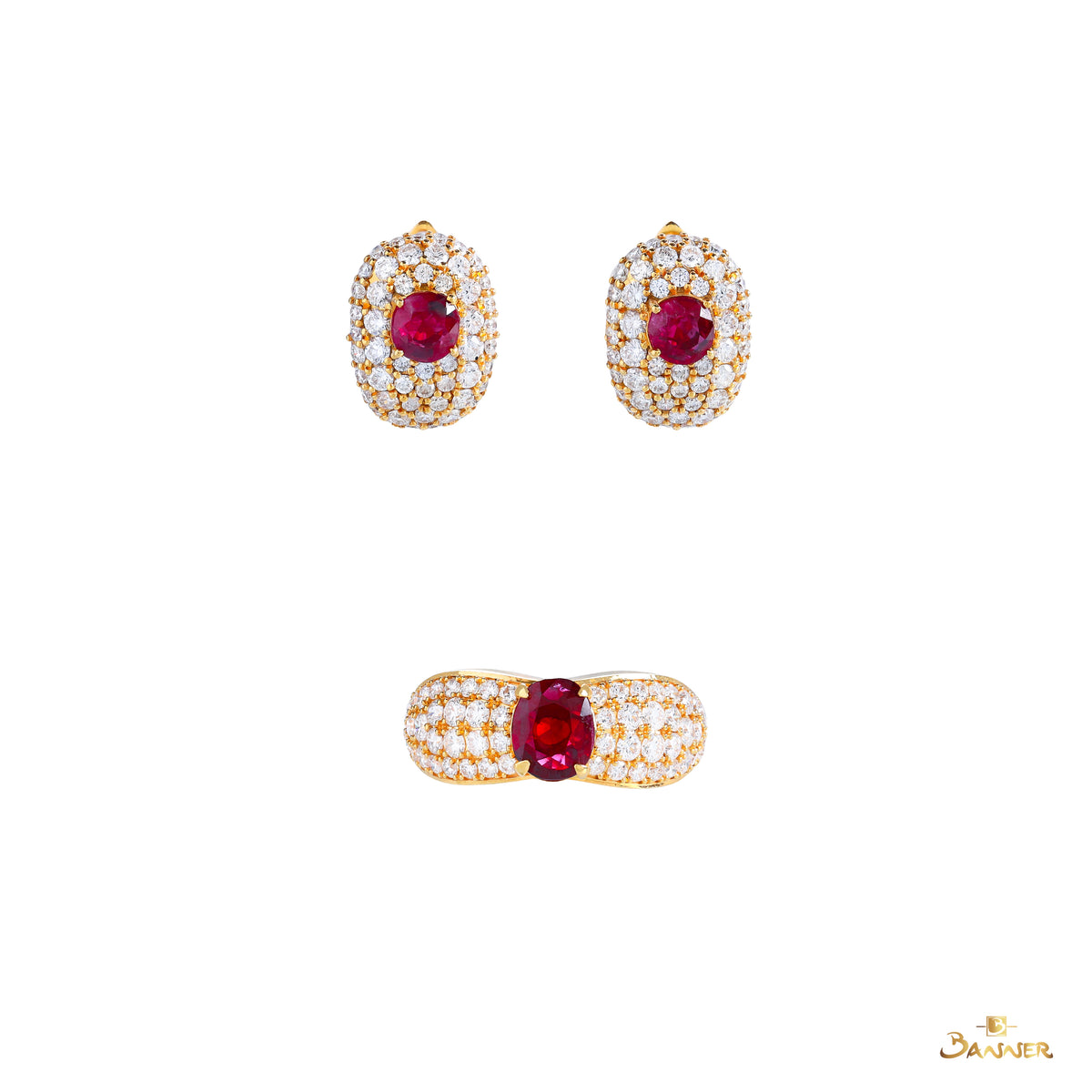 Natural Ruby and Diamond Boule Set