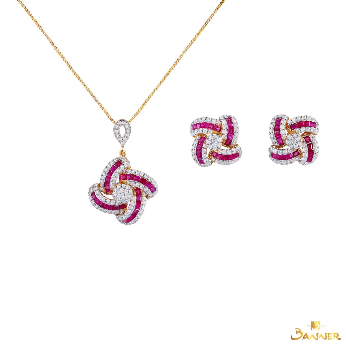 Ruby and Diamond Swirl Set