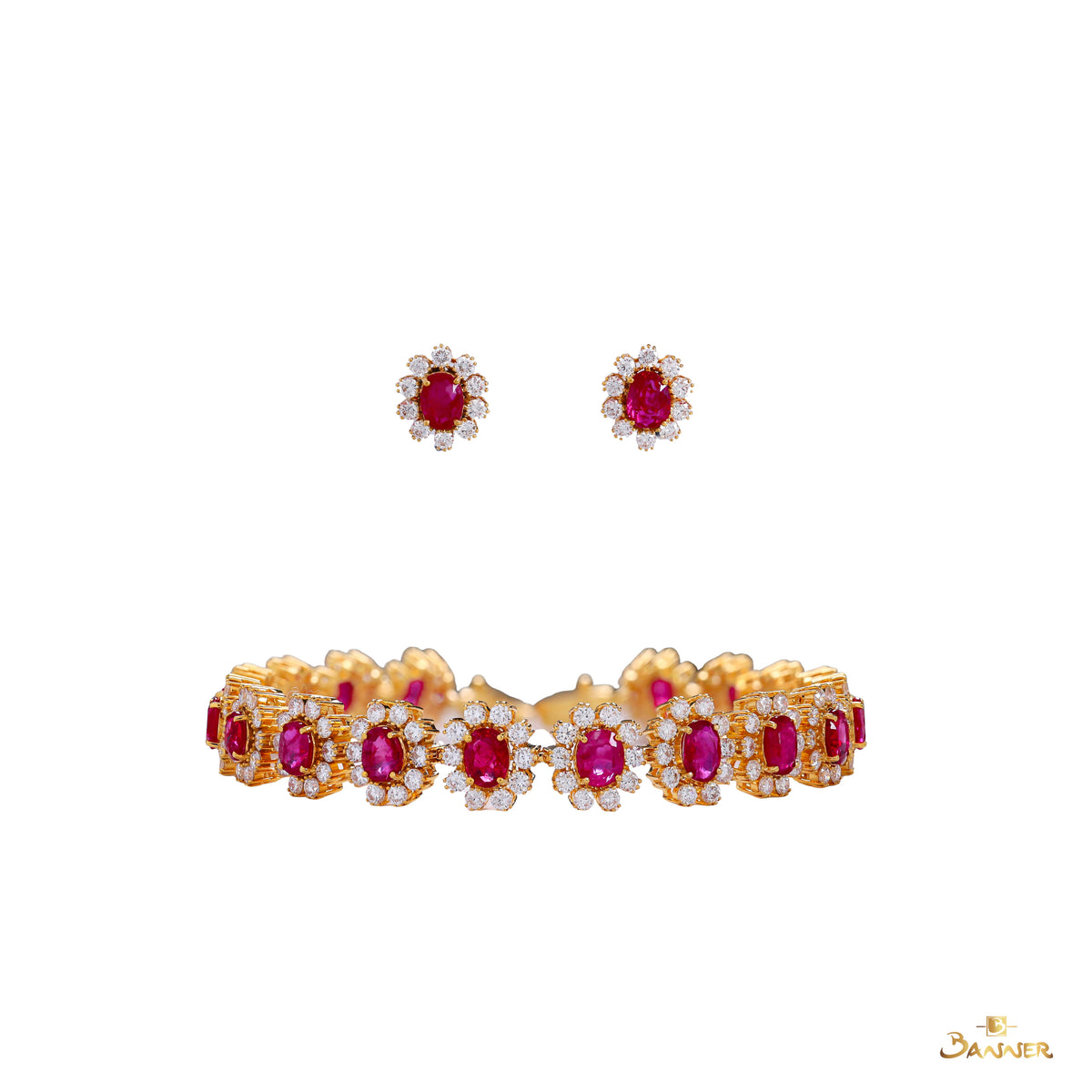 Natural Ruby and Diamond Daisy Set