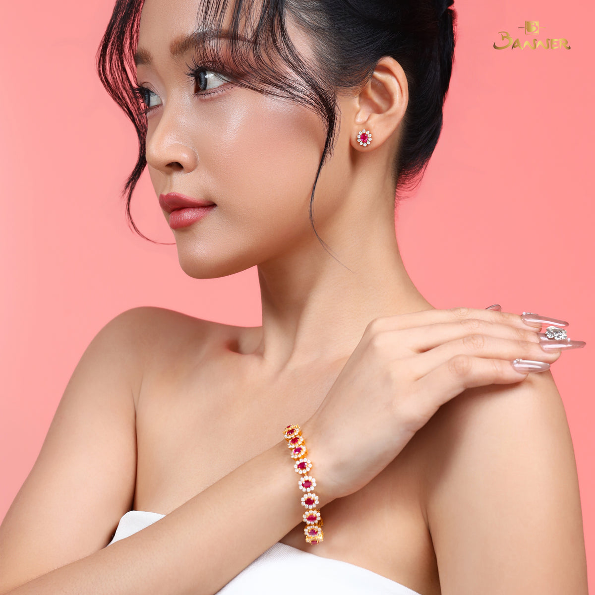 Natural Ruby and Diamond Daisy Set