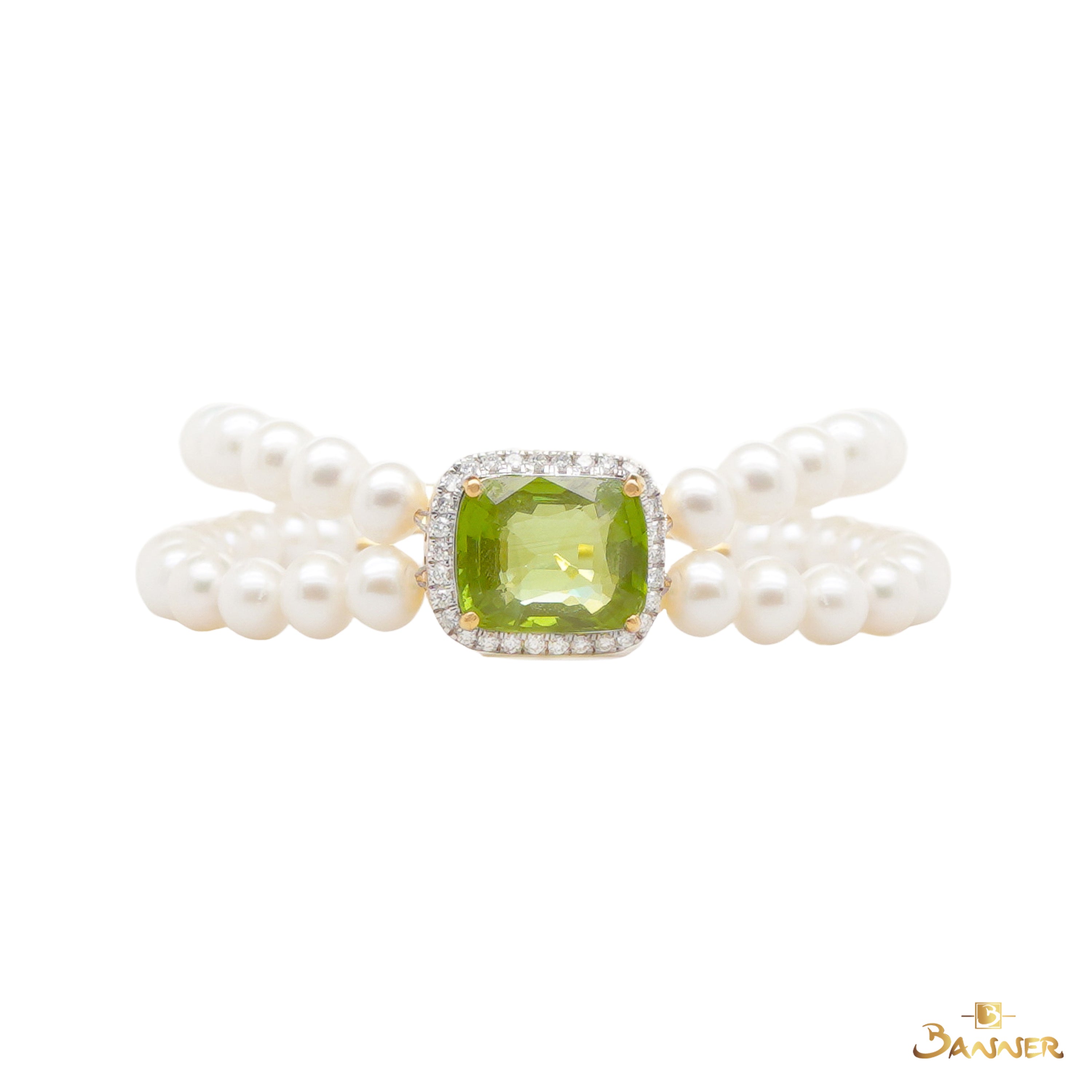 Peridot , Pearl and Diamond Bracelet