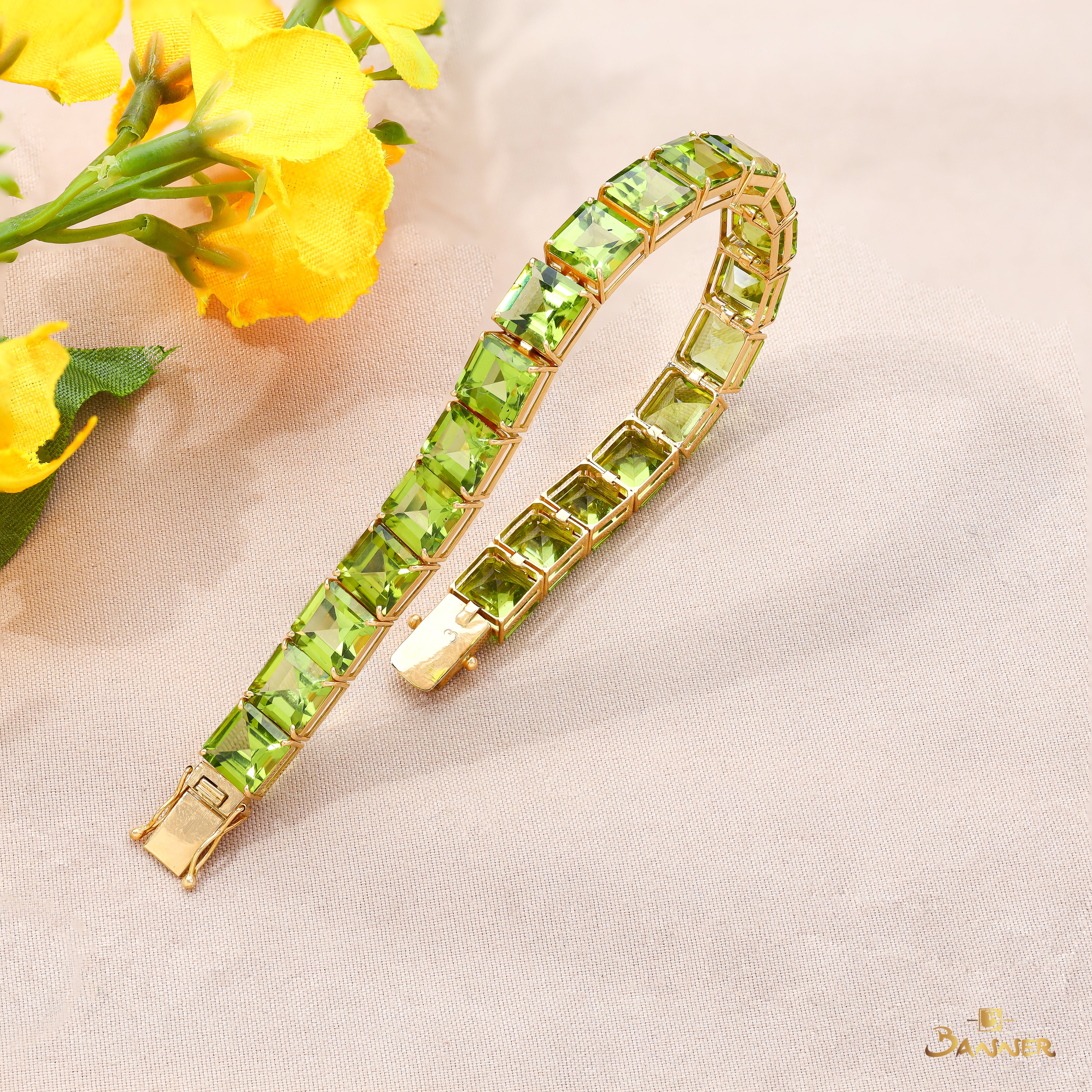 Emerald-cut Peridot Tennis Bracelet