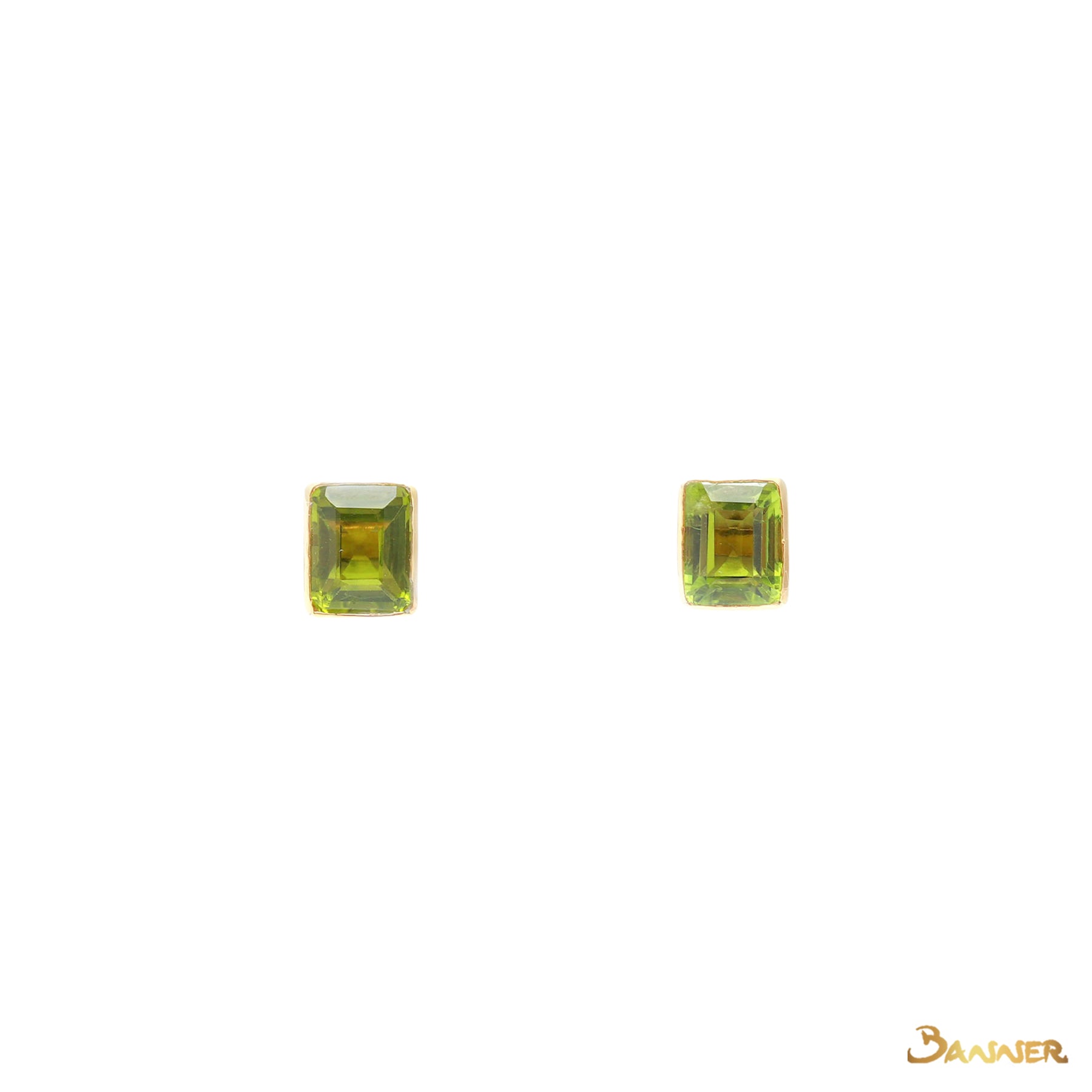 Peridot Emerald-cut Stud Earrings