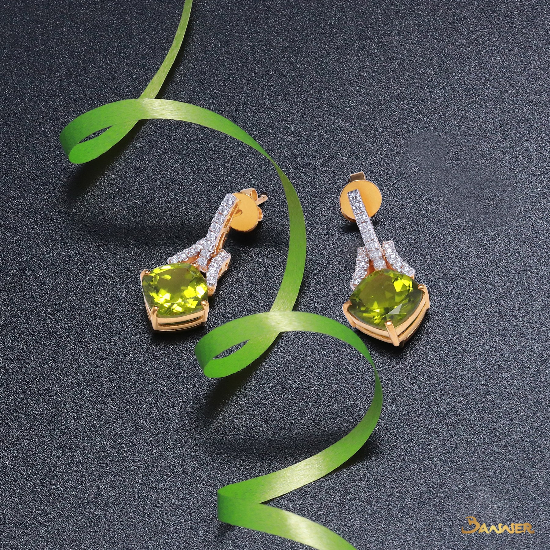 Peridot and Diamond Earrings