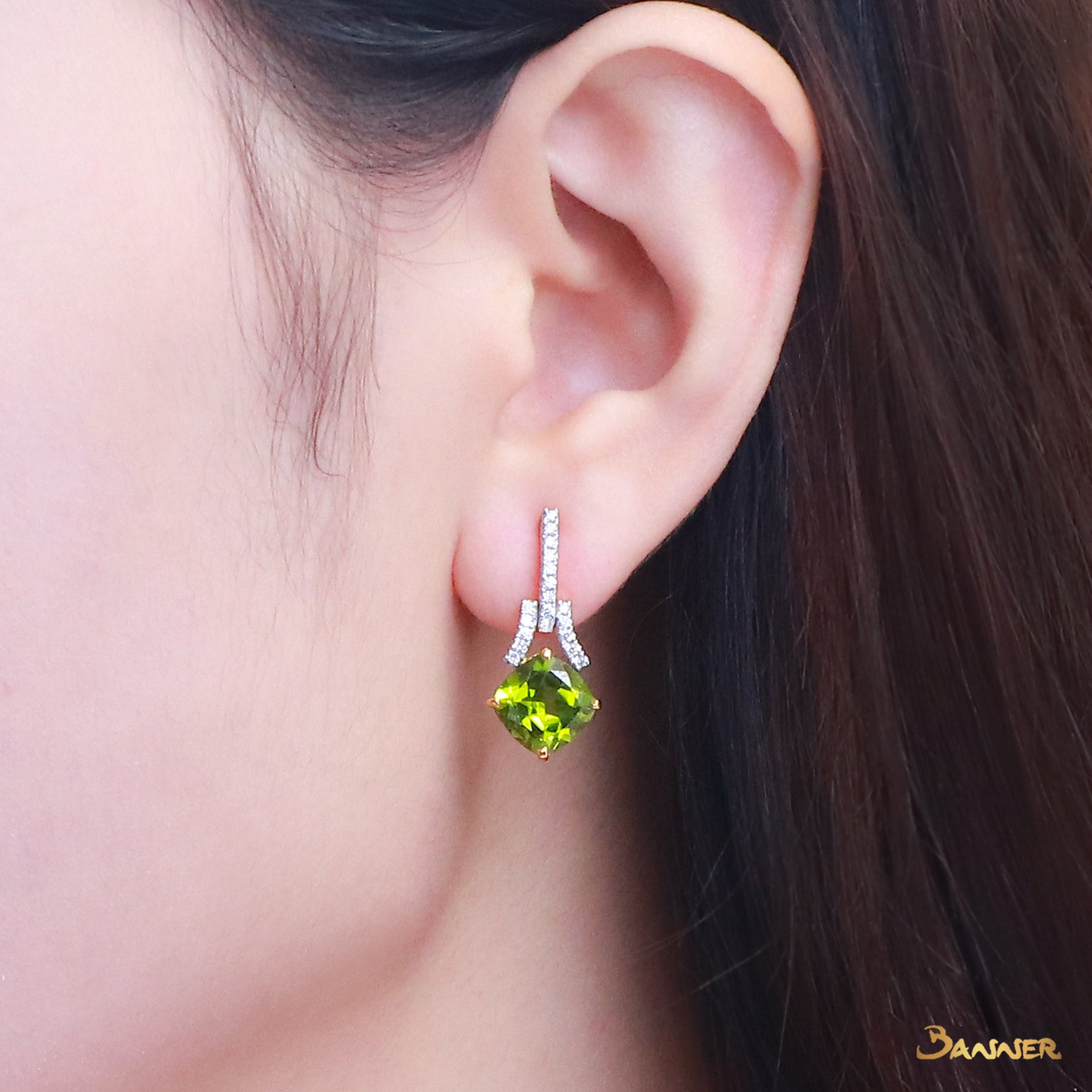 Peridot and Diamond Earrings