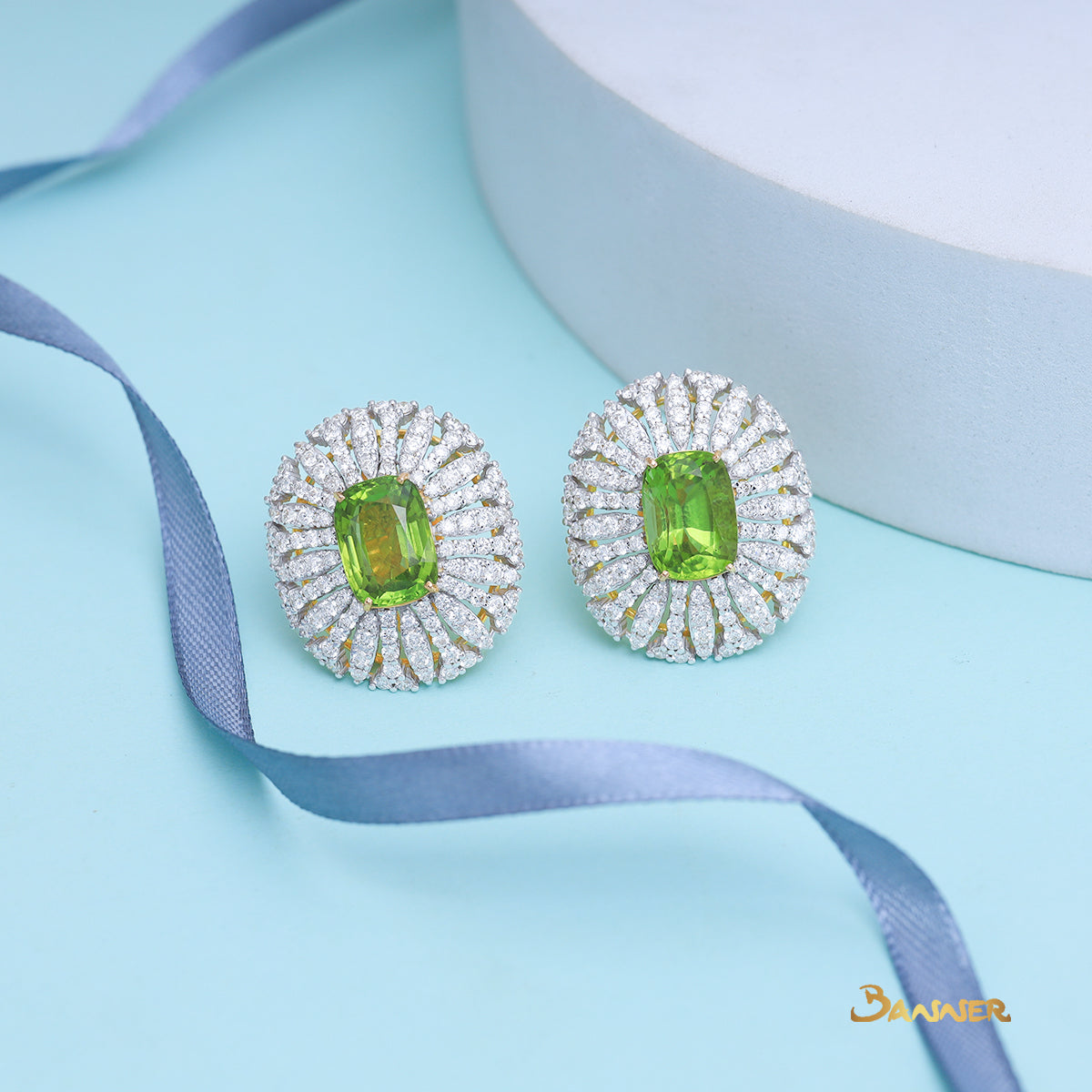 Peridot and Diamond Earrings