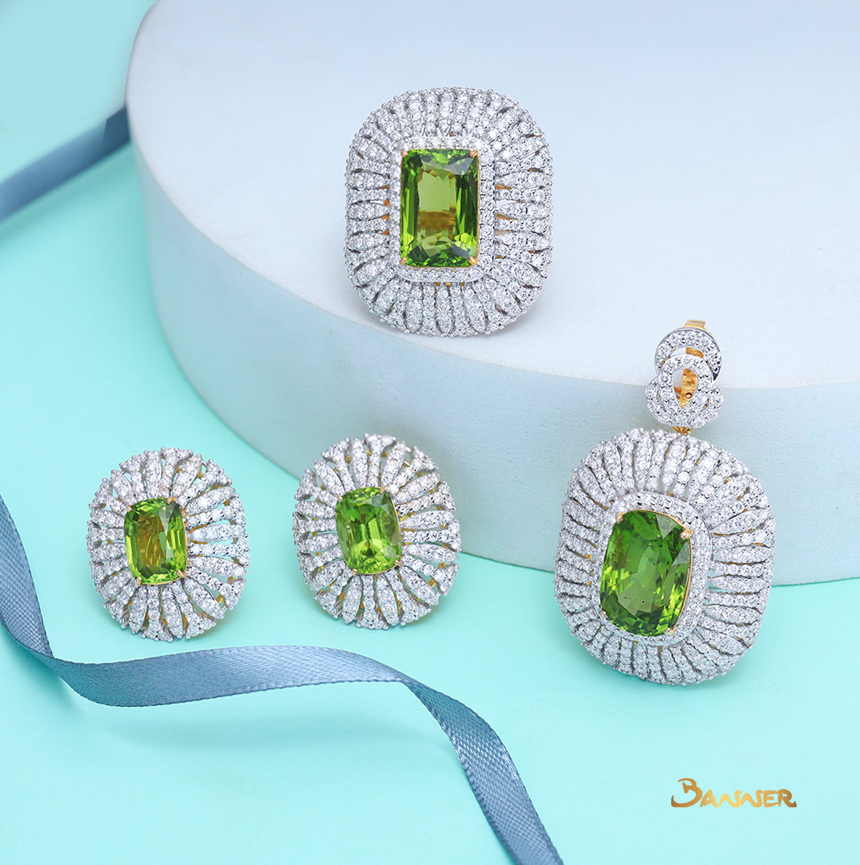 Peridot and Diamond Earrings