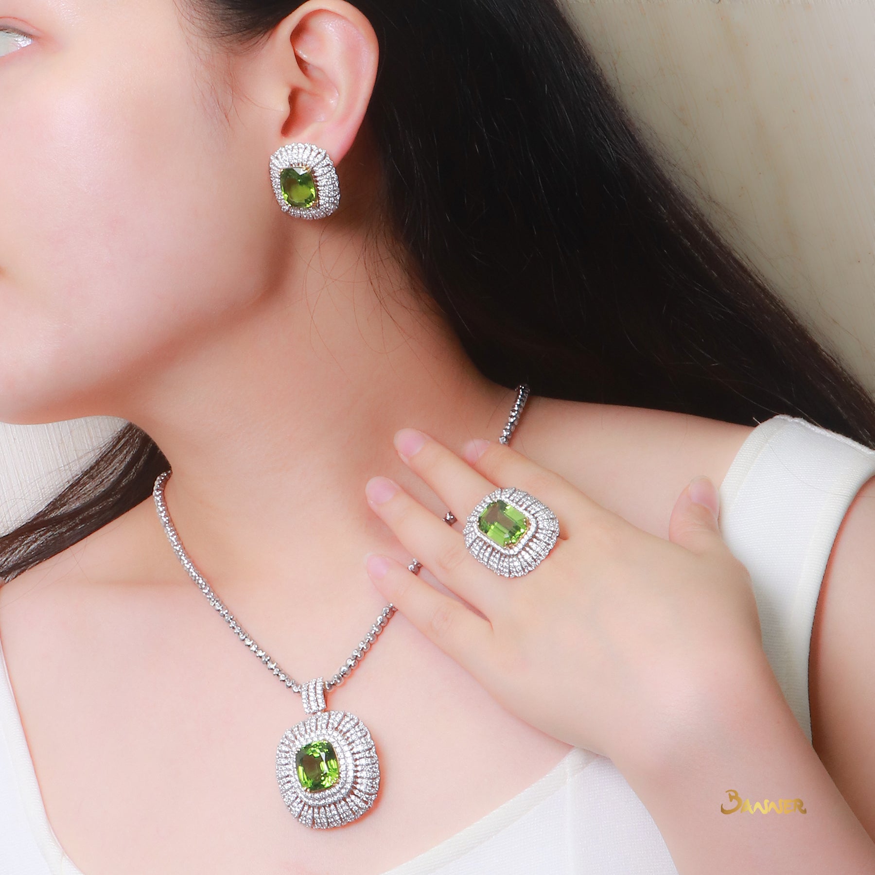 Peridot and Diamond Earrings