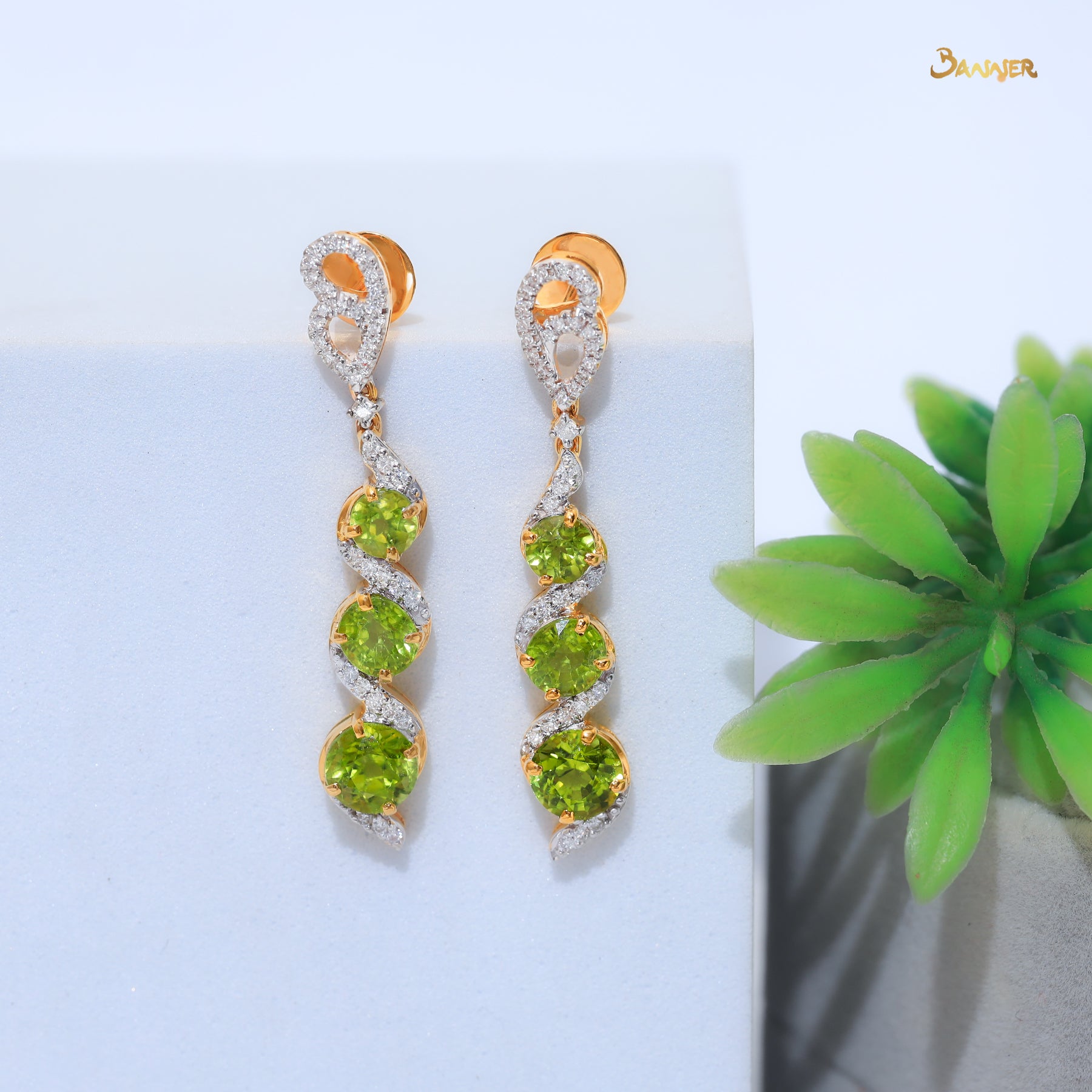 Peridot and Diamond Yae-Hlaing Earrings