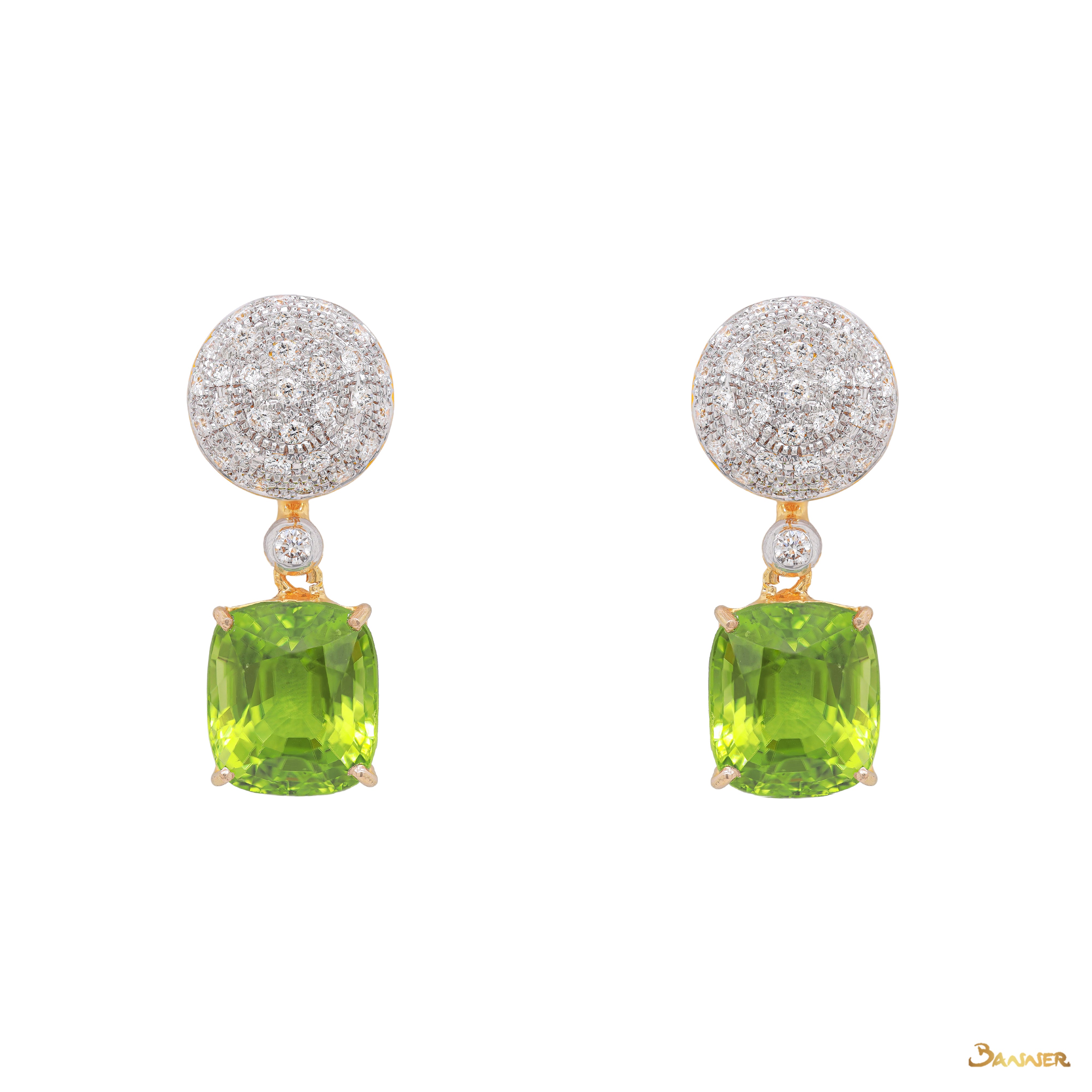 Peridot and Diamond Dangle 2-Way Earrings