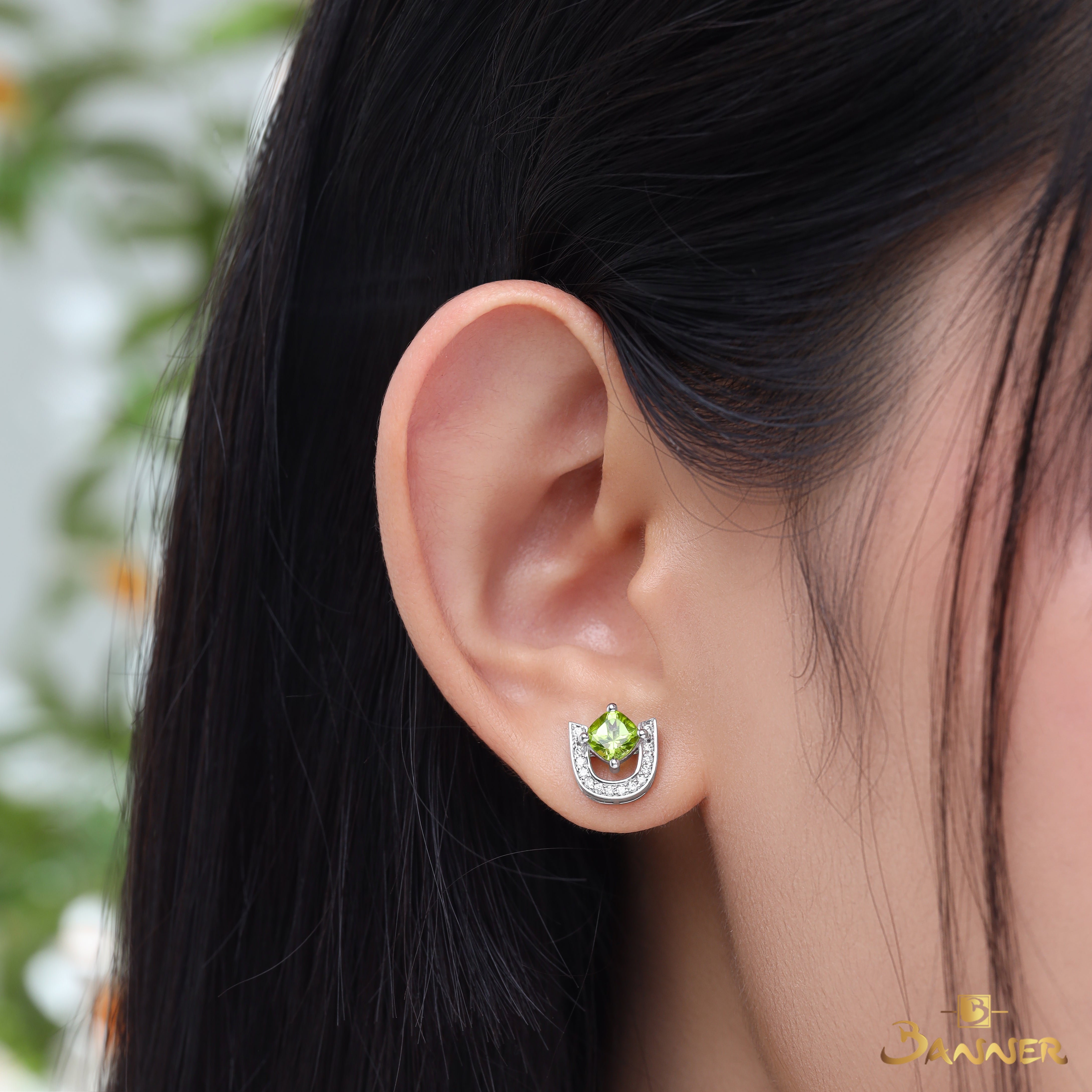 Peridot and Diamond Hope's Halo Earrings