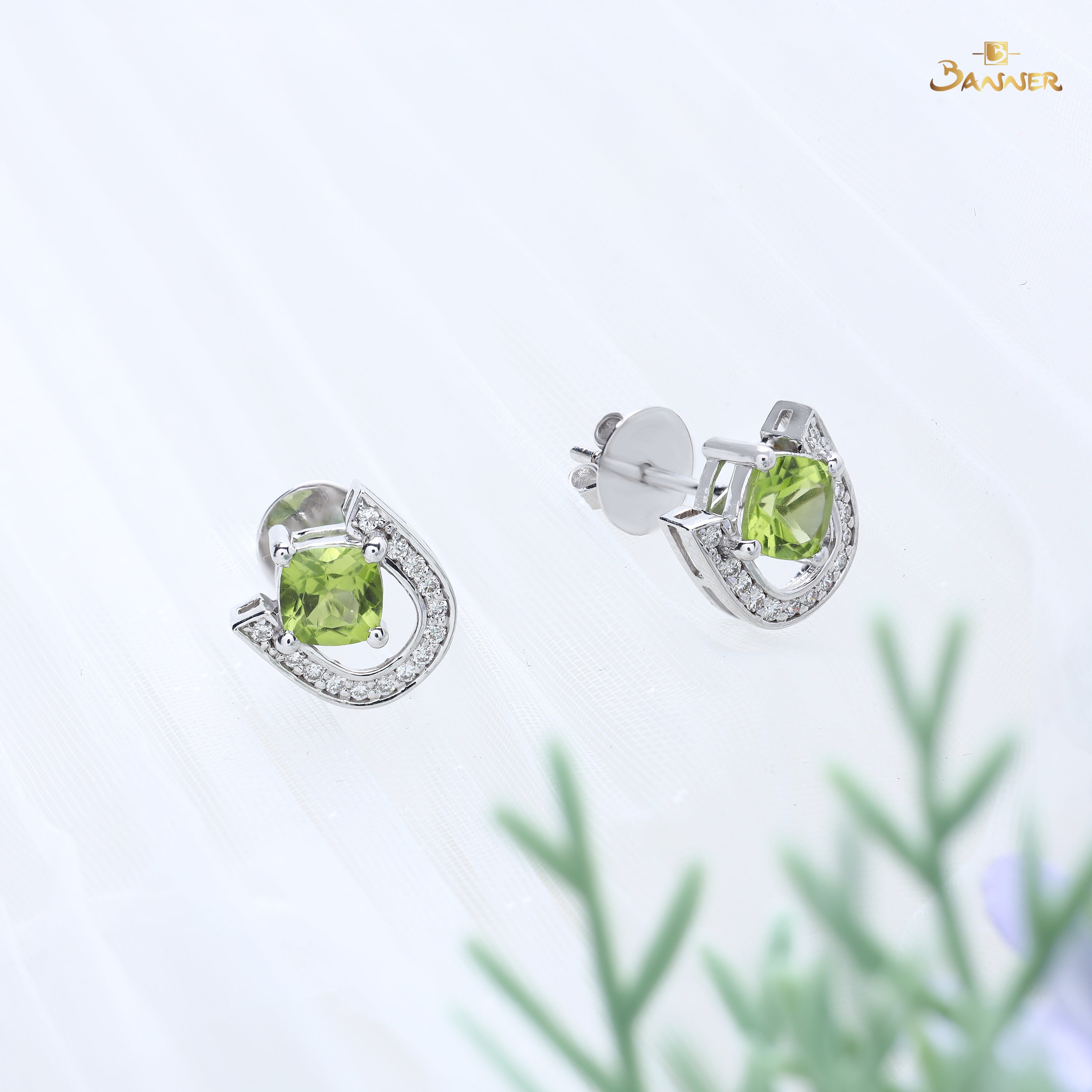 Peridot and Diamond Hope's Halo Earrings