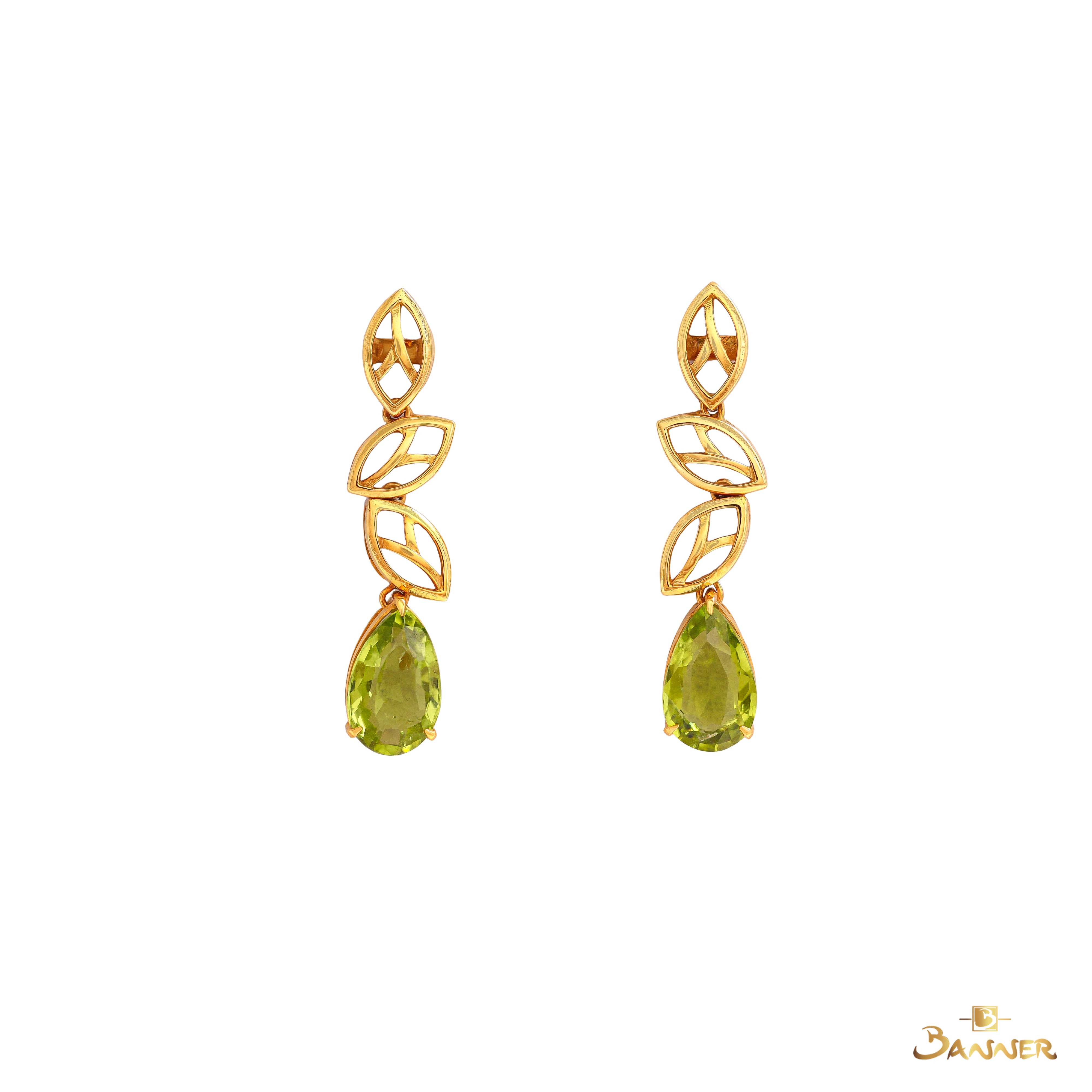 Peridot Leaf Shape Dangle Earrings