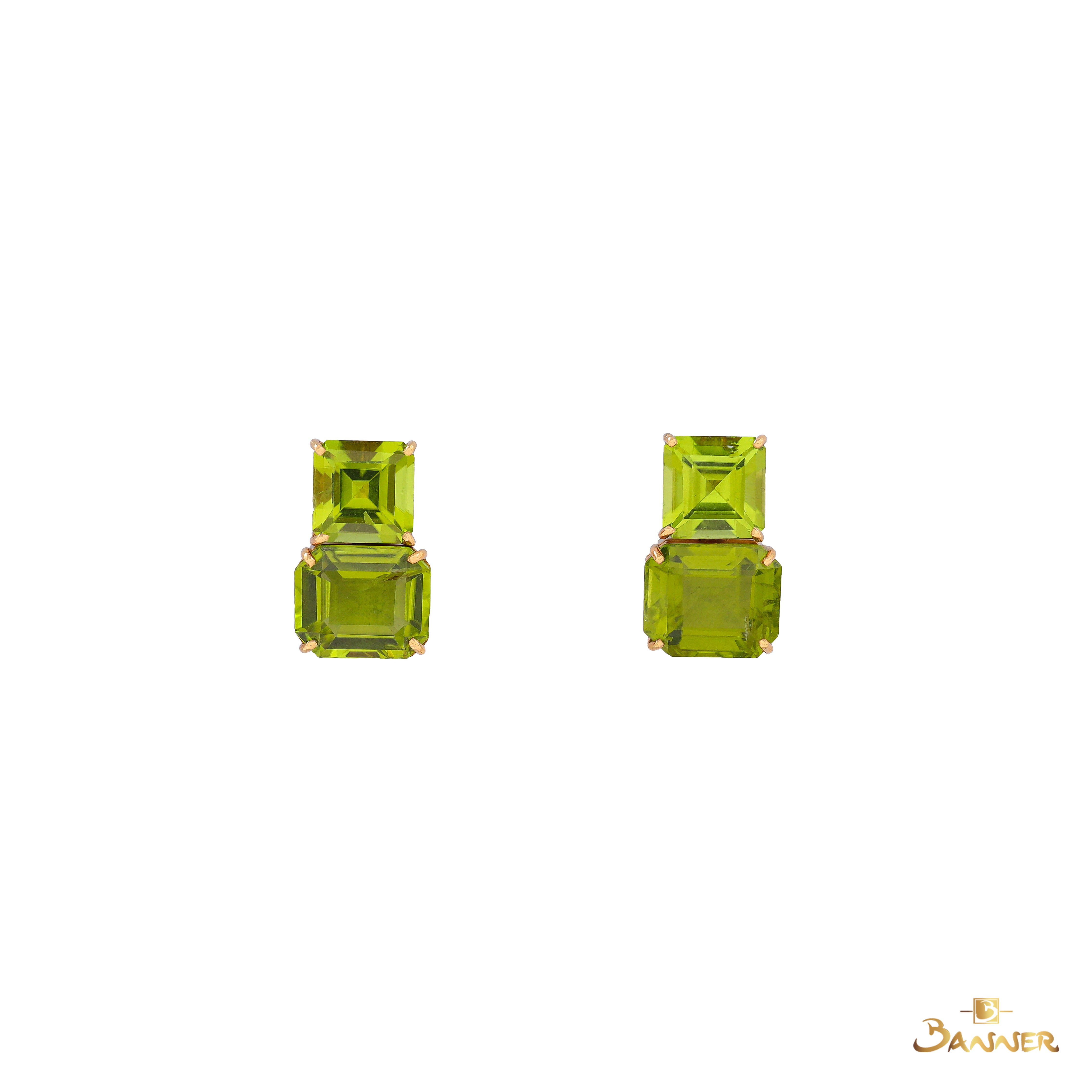 Emerald-cut Peridot 2-Step Earrings