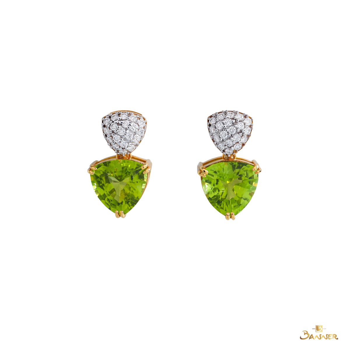 Peridot and Diamond Two-Tier Stud Earrings