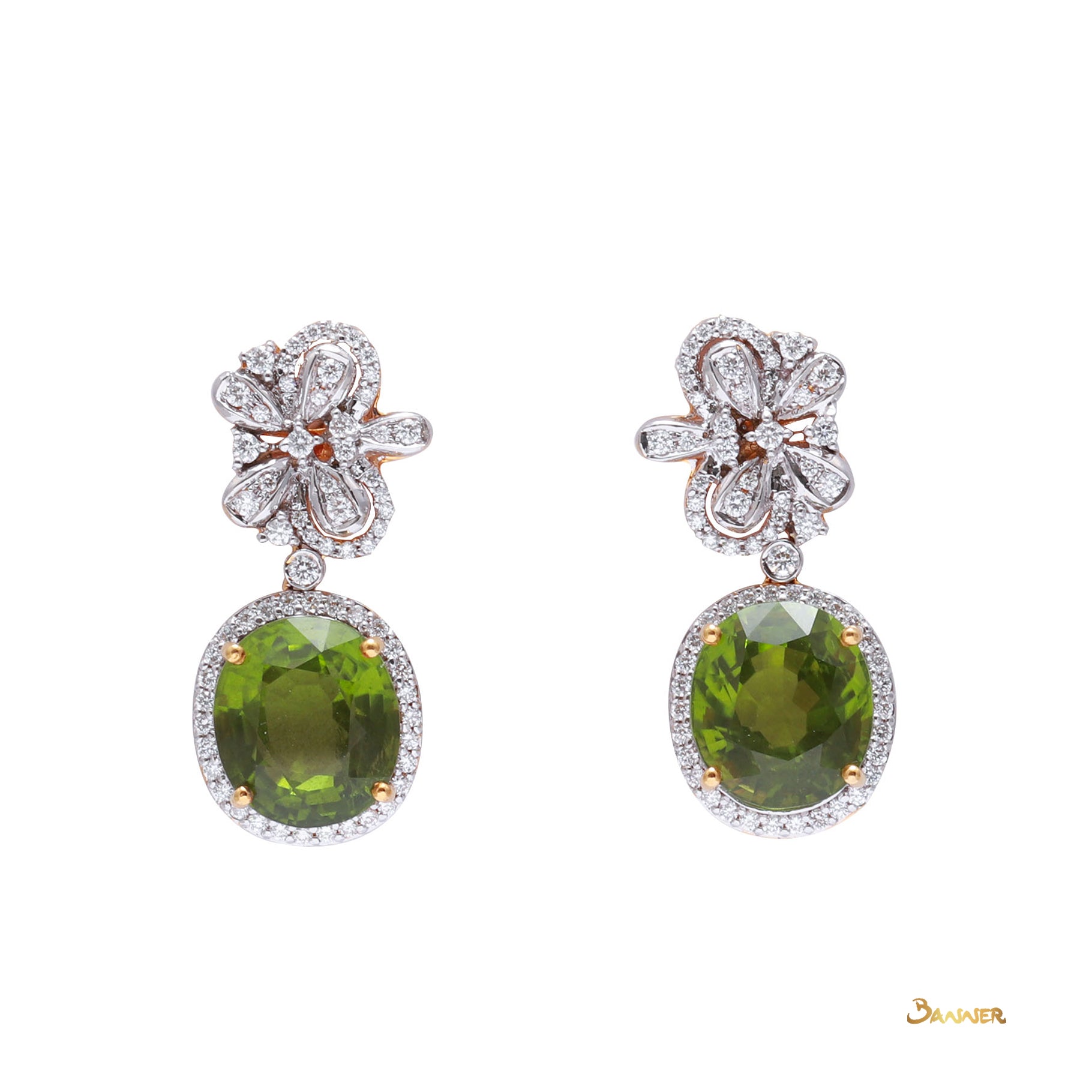 Peridot and Diamond Elegant Earrings