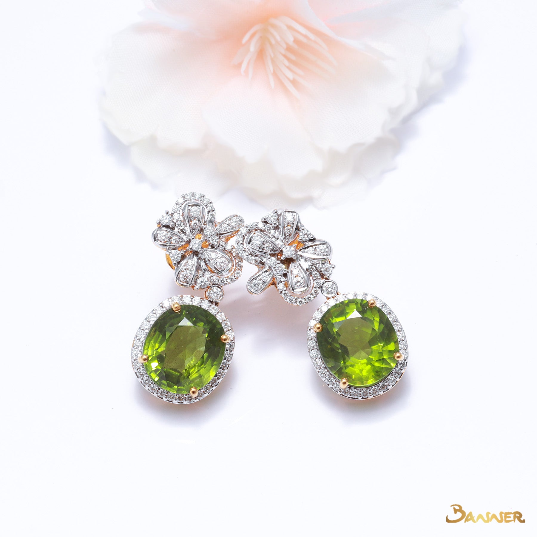 Peridot and Diamond Elegant Earrings