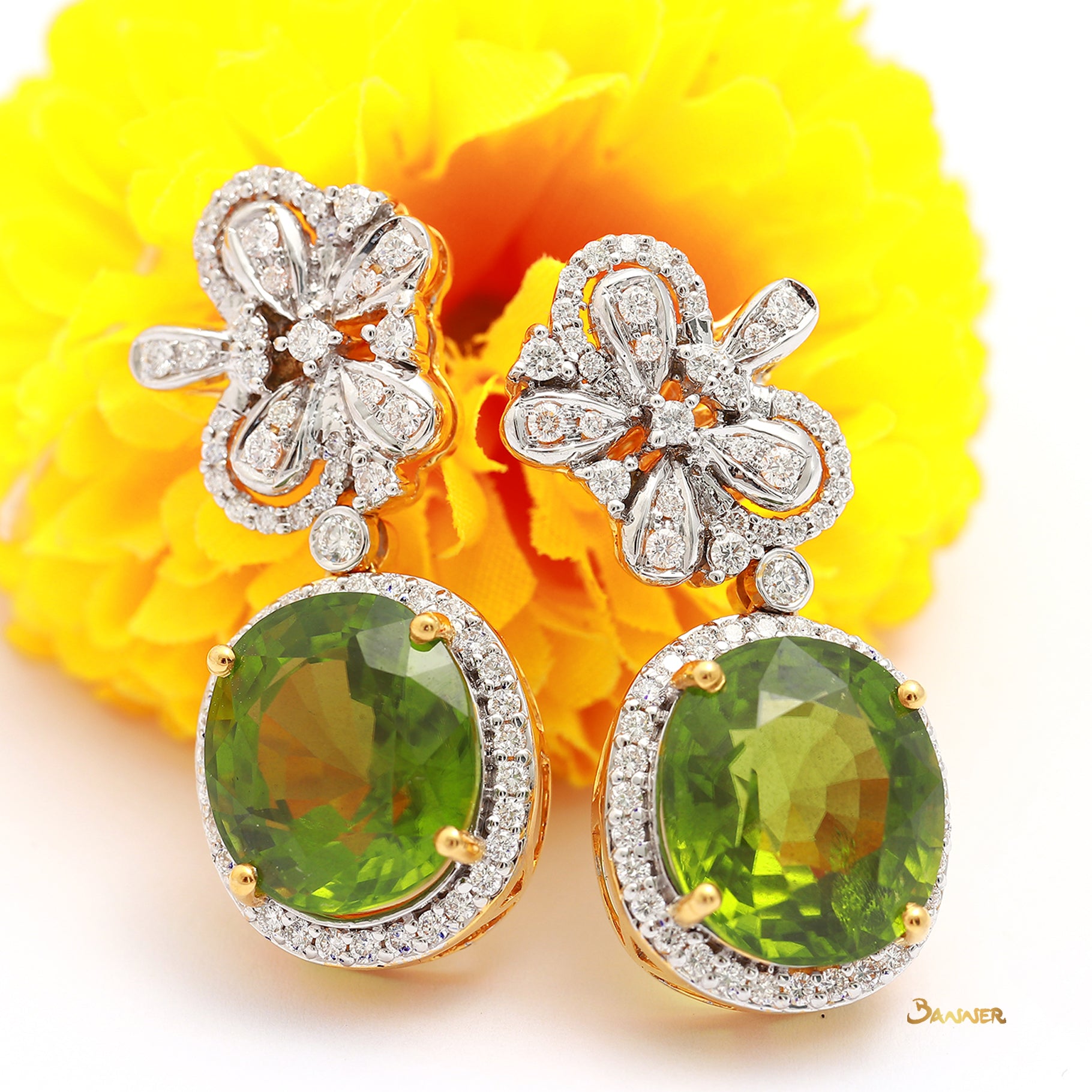 Peridot and Diamond Elegant Earrings