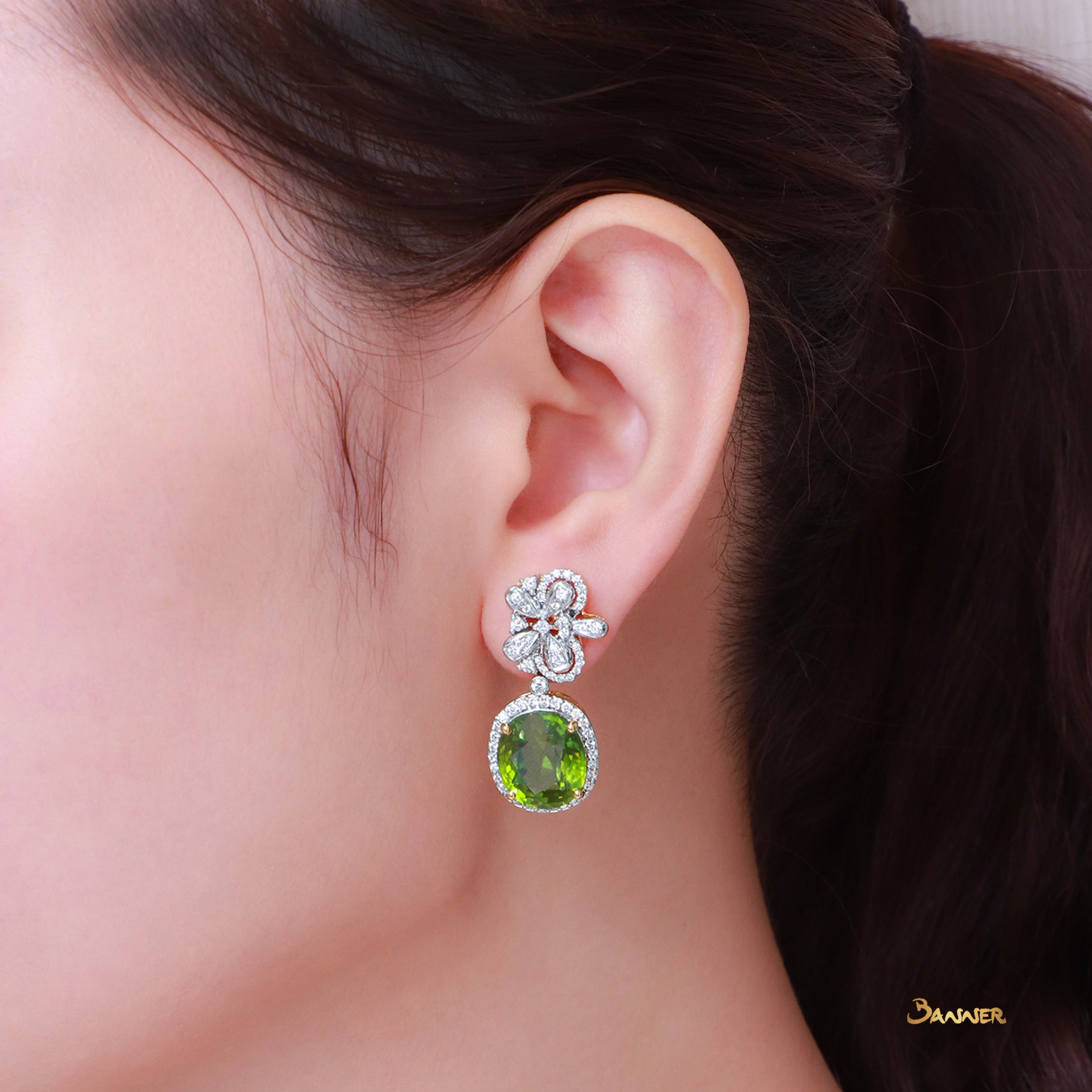 Peridot and Diamond Elegant Earrings