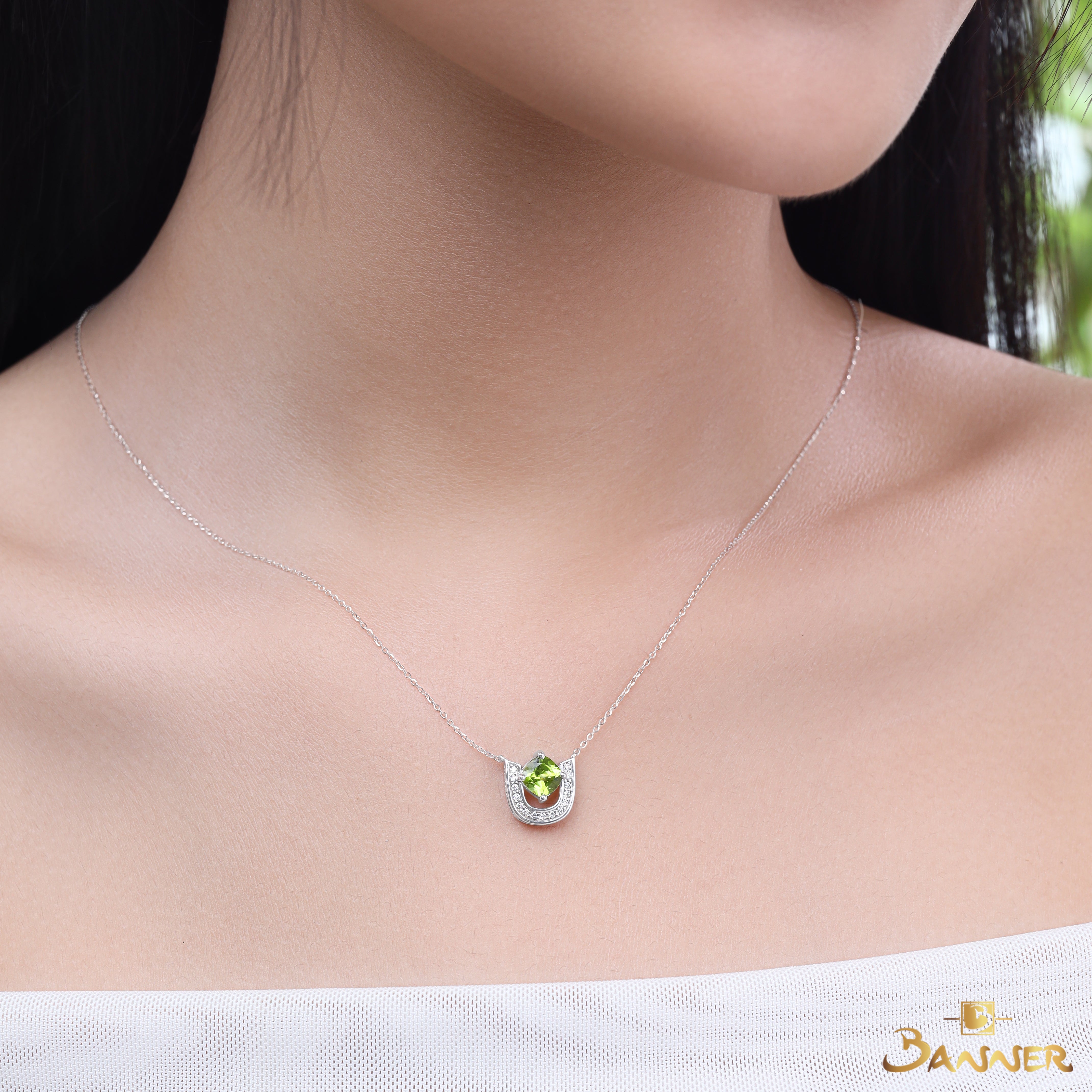 Peridot and Diamond Hope's Halo Necklace