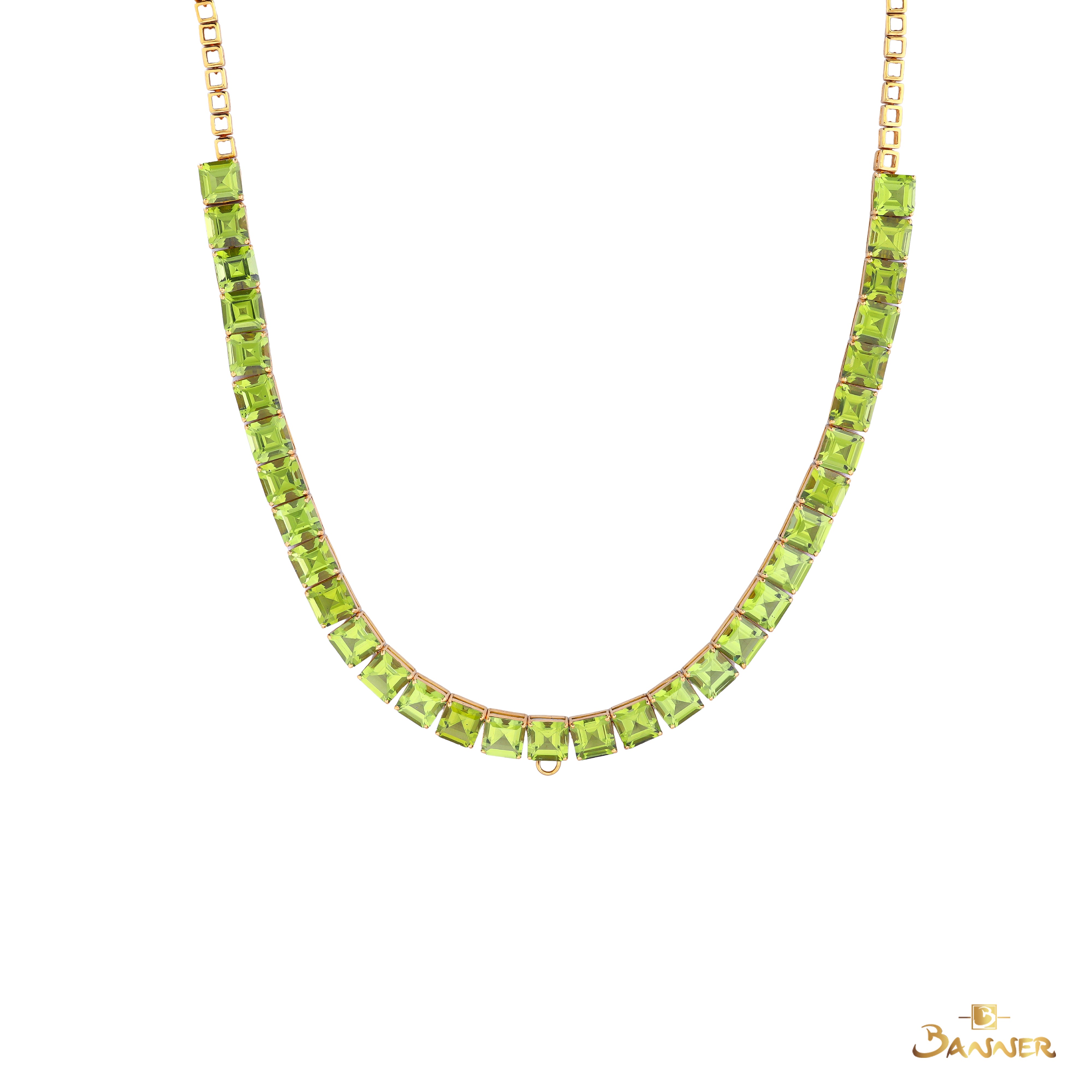 Emerald-cut Peridot Tennis Necklace