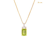 Emerald-cut Peridot and Diamond Pendant