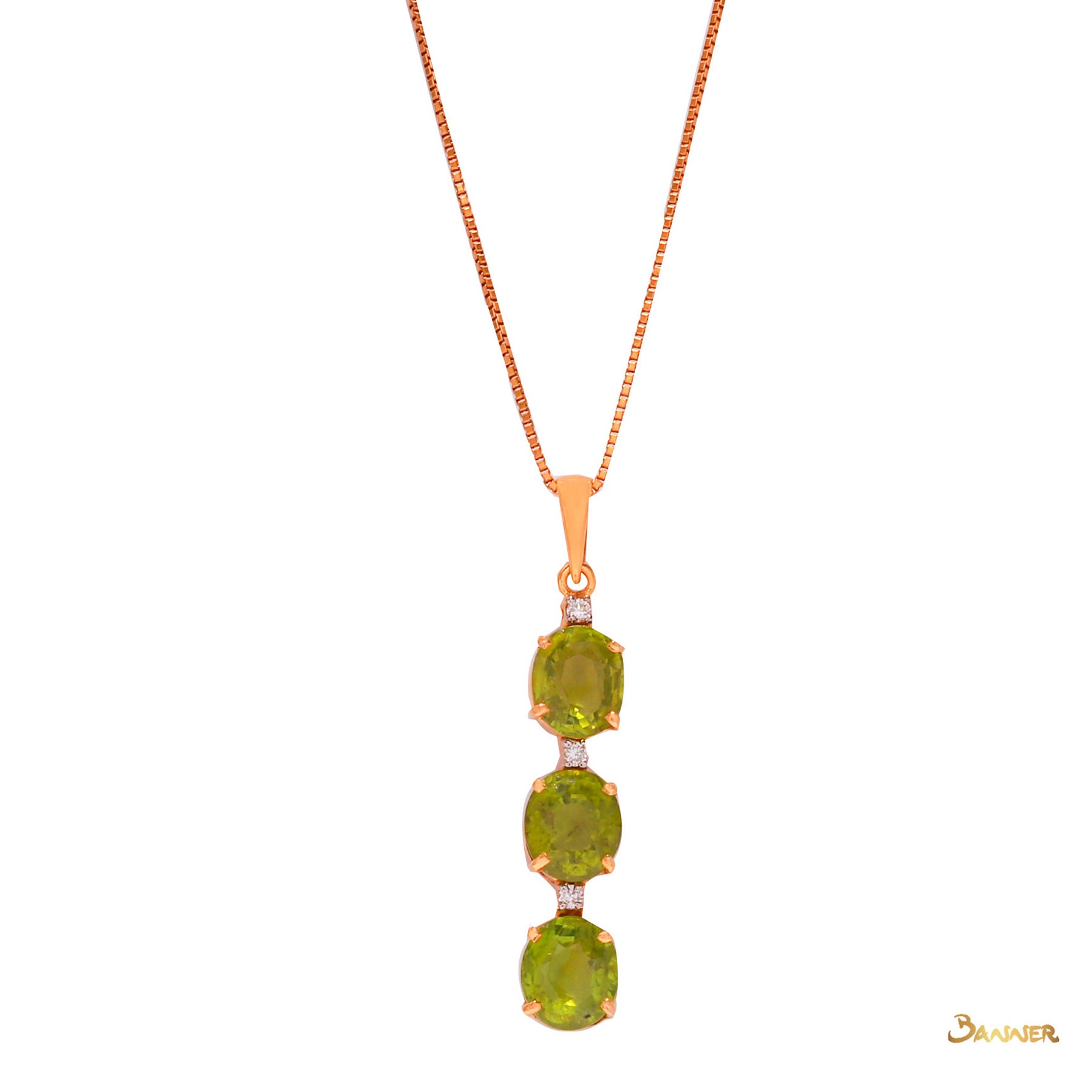 Peridot and Diamond 3-Step Pendant