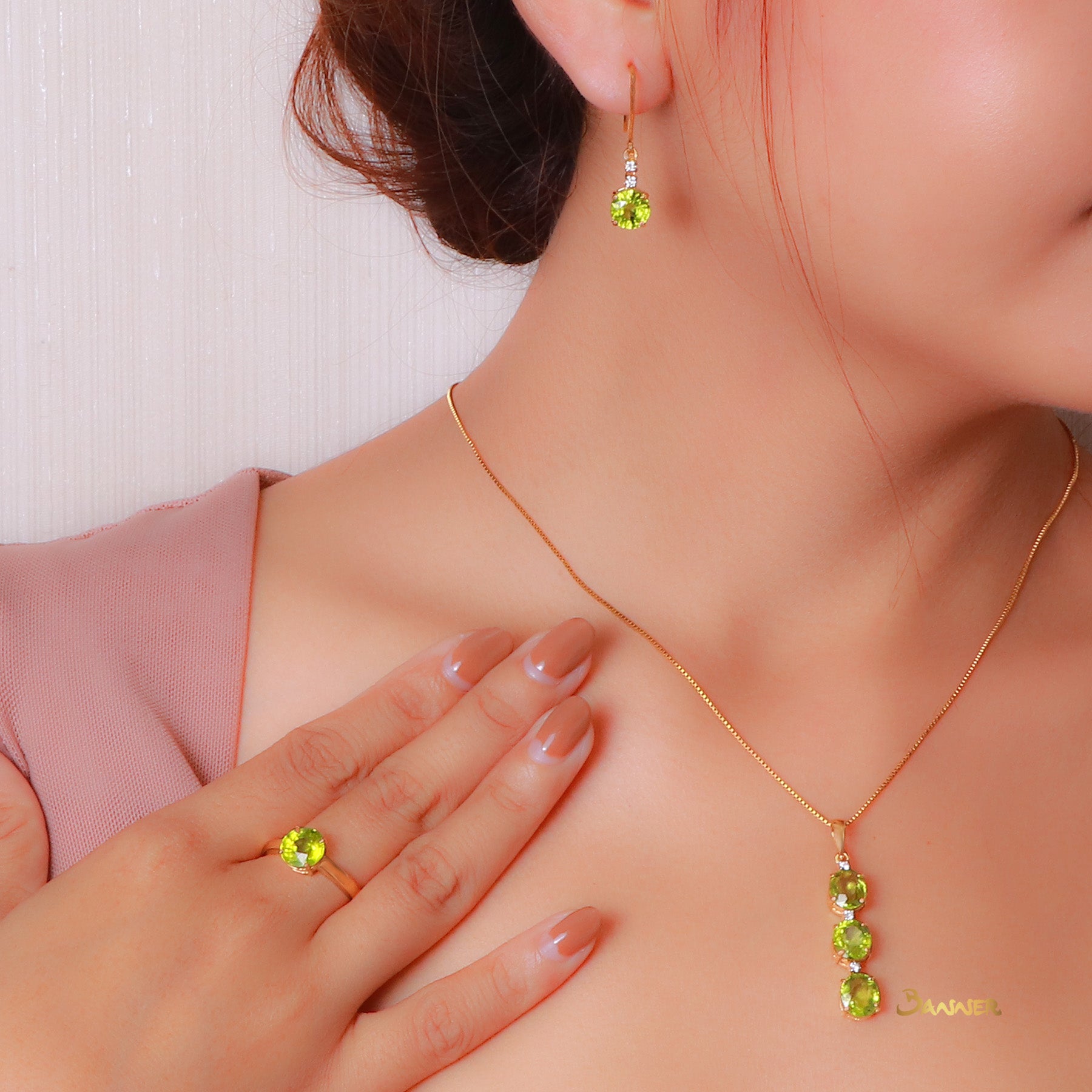 Peridot and Diamond Simple Set