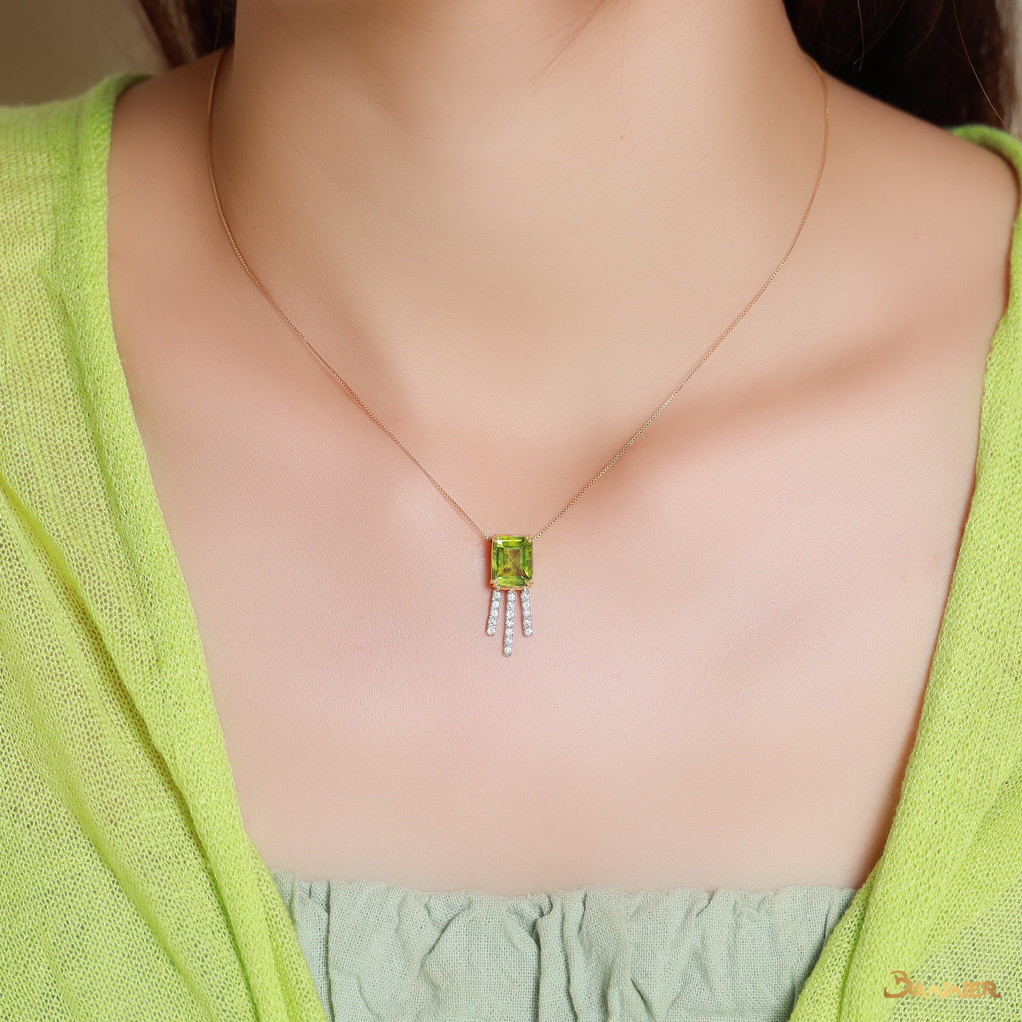 Peridot and Diamond Radiance Pendant