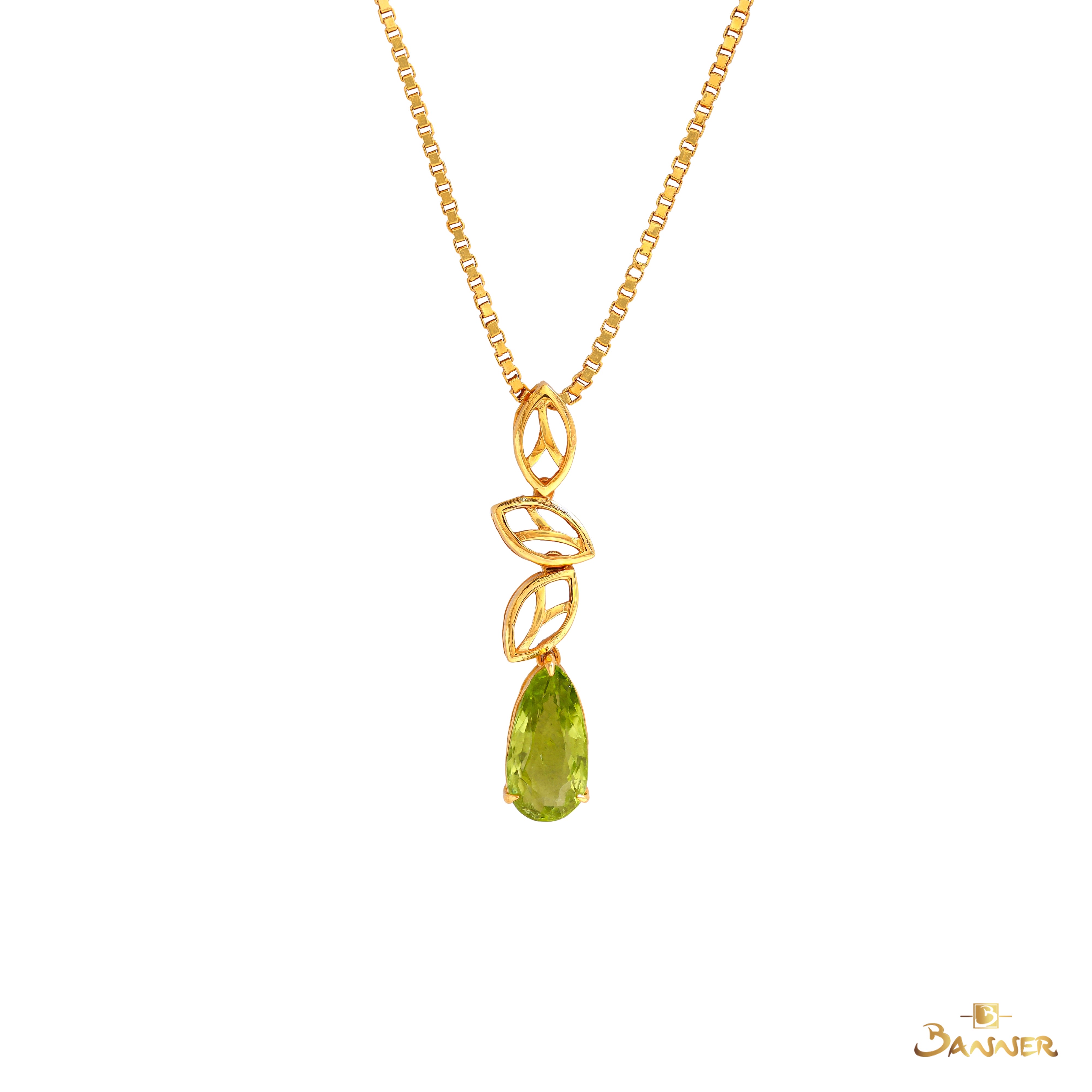 Peridot Leaf Shape Dangle Pendant